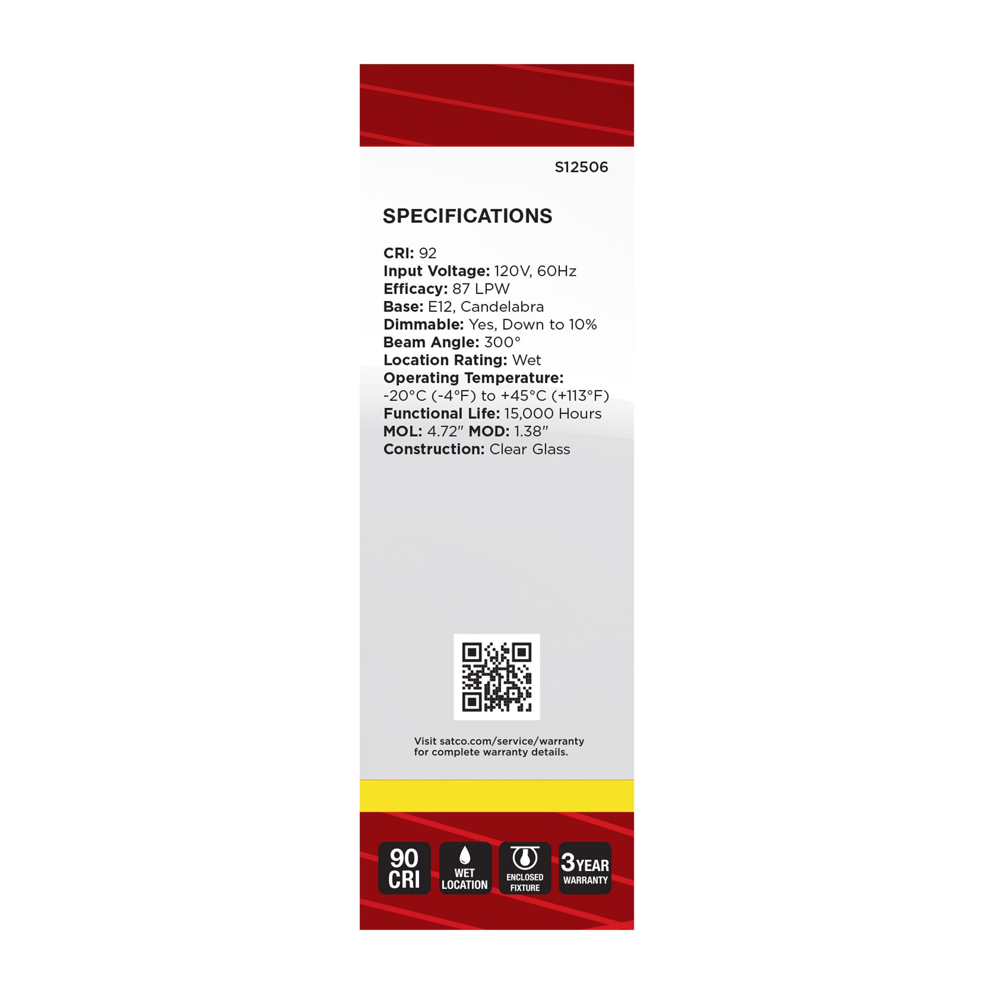 image of 4 Watt CA10 LED - Candelabra Base - Clear - 3500K CCT - 120 Volt