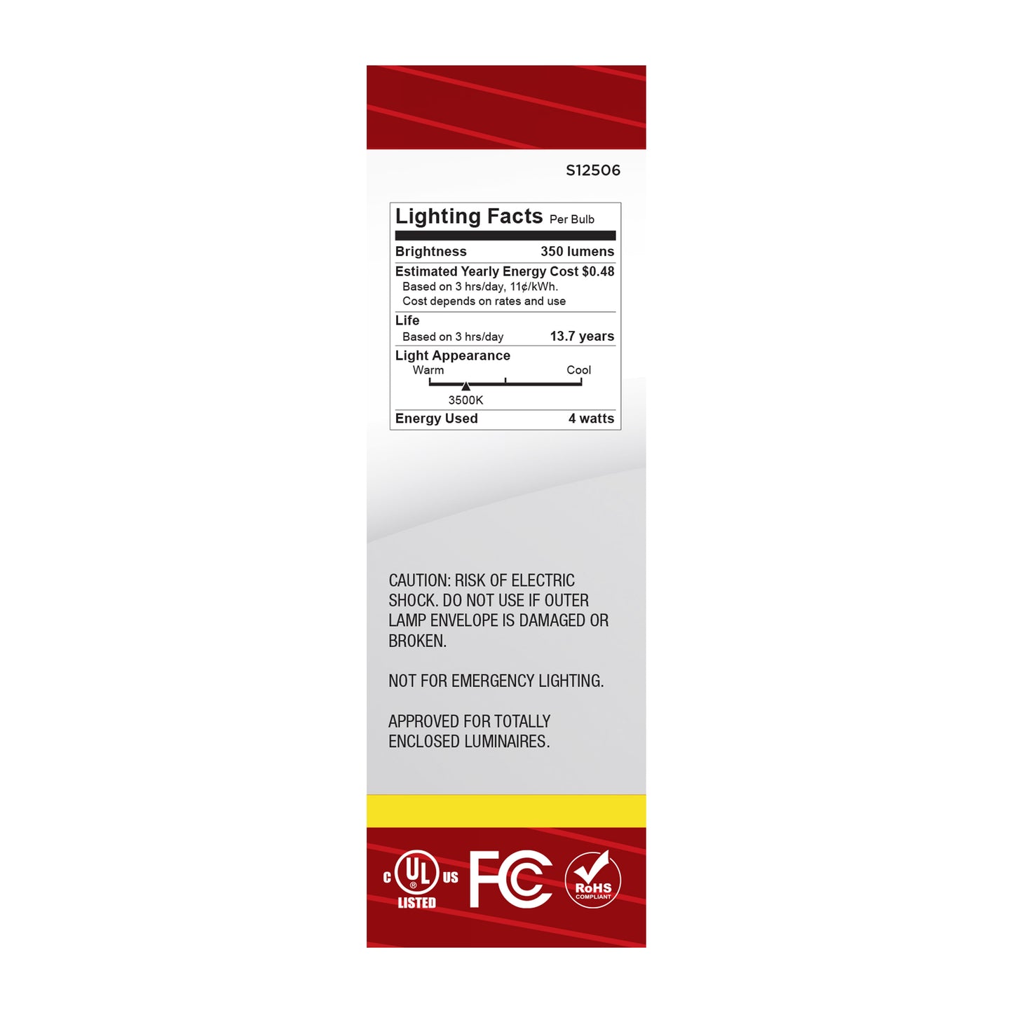 image of 4 Watt CA10 LED - Candelabra Base - Clear - 3500K CCT - 120 Volt