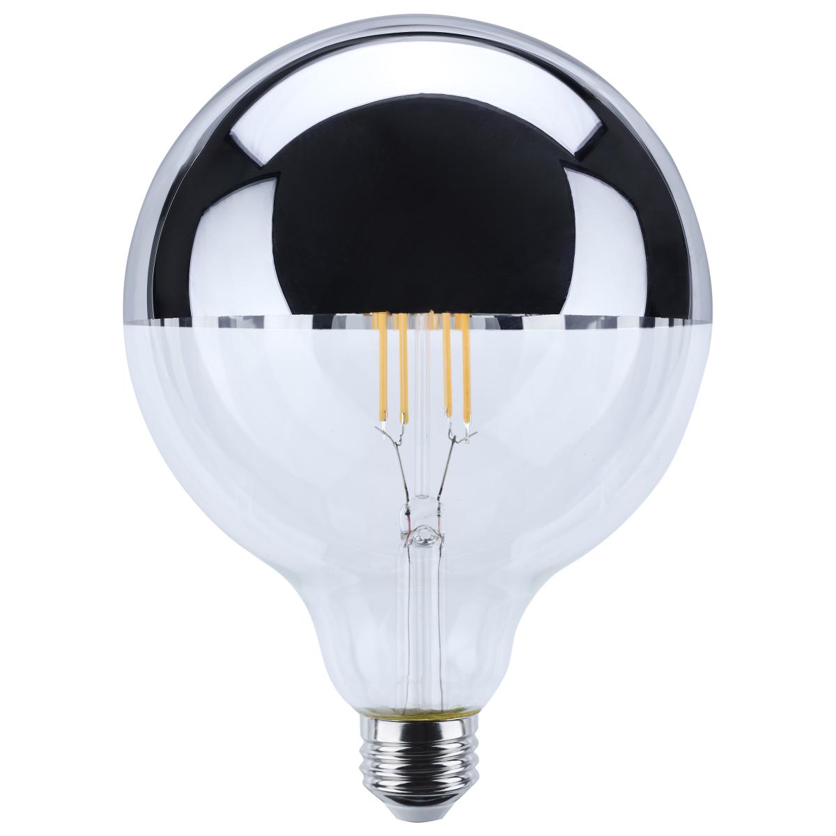 image of 8 Watt G40 LED - Medium Base - 2700K CCT - Silver Crown - 100 Watt Replacement