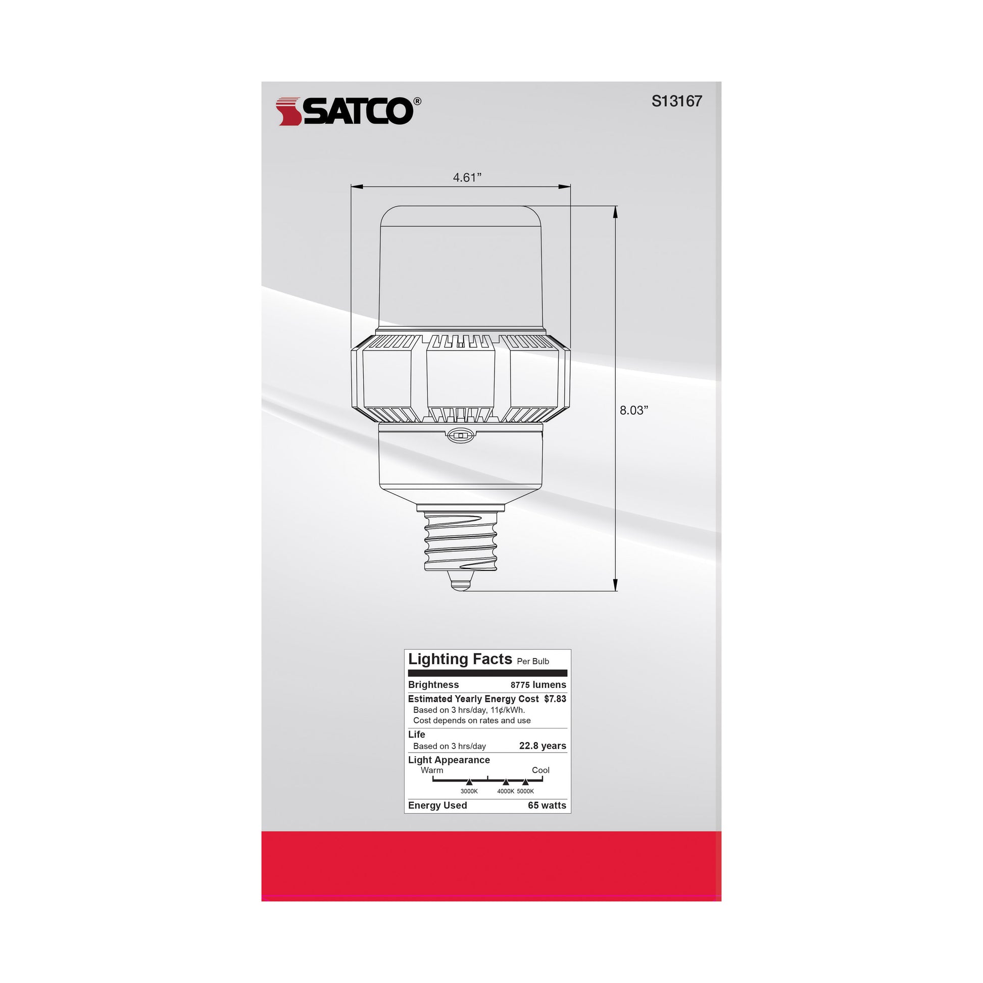 image of 65 Watt - A-Plus 37 - LED - CCT Selectable and Wattage Selectable - Extended Mogul base - Type B - Ballast Bypass - ColorQuick Technology - PowerQuick Technology