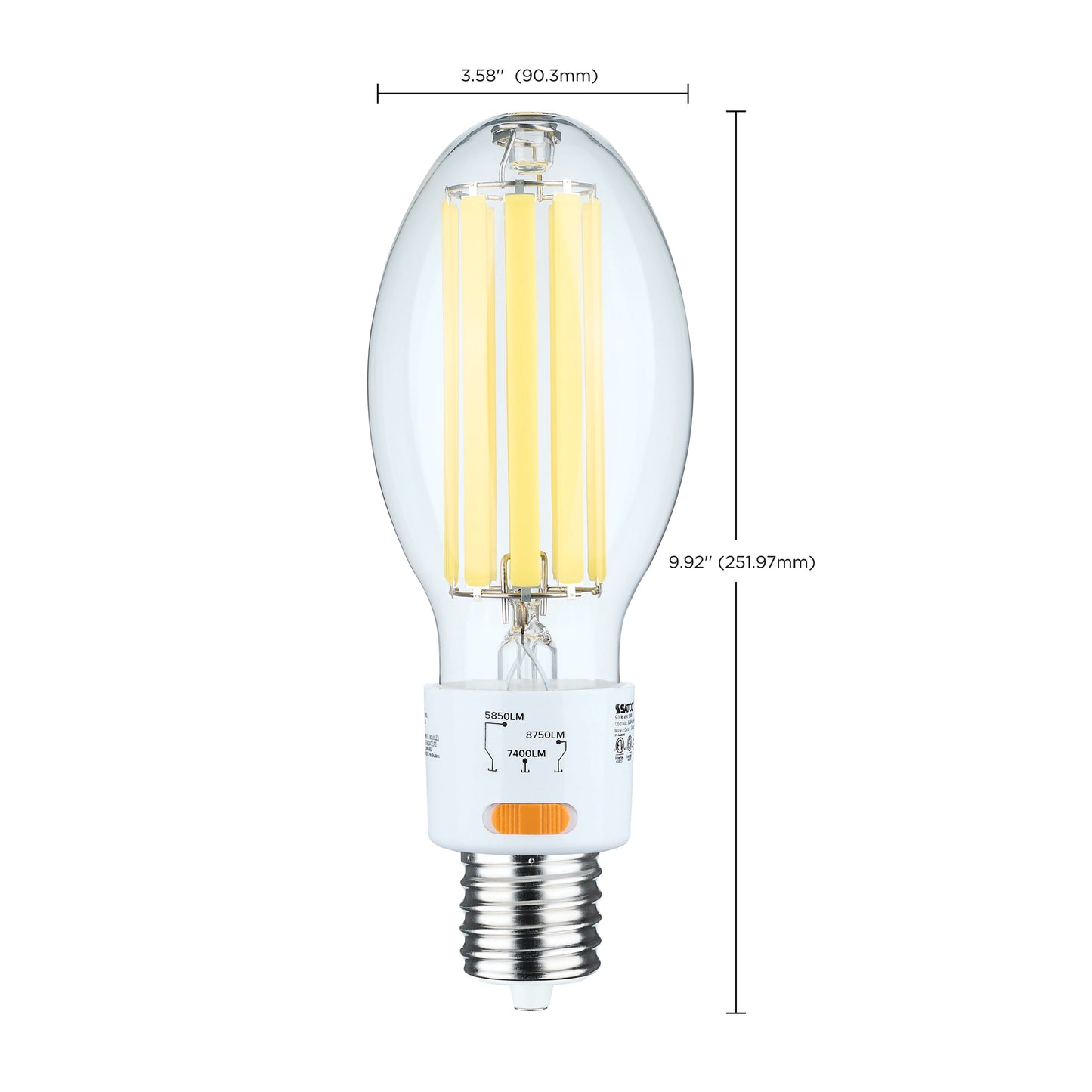 image of 30/38/45 Wattage Selectable LED HID Replacement - ED28 - 5000K - Mogul Extended Base - Clear - 120-277 Range Voltage