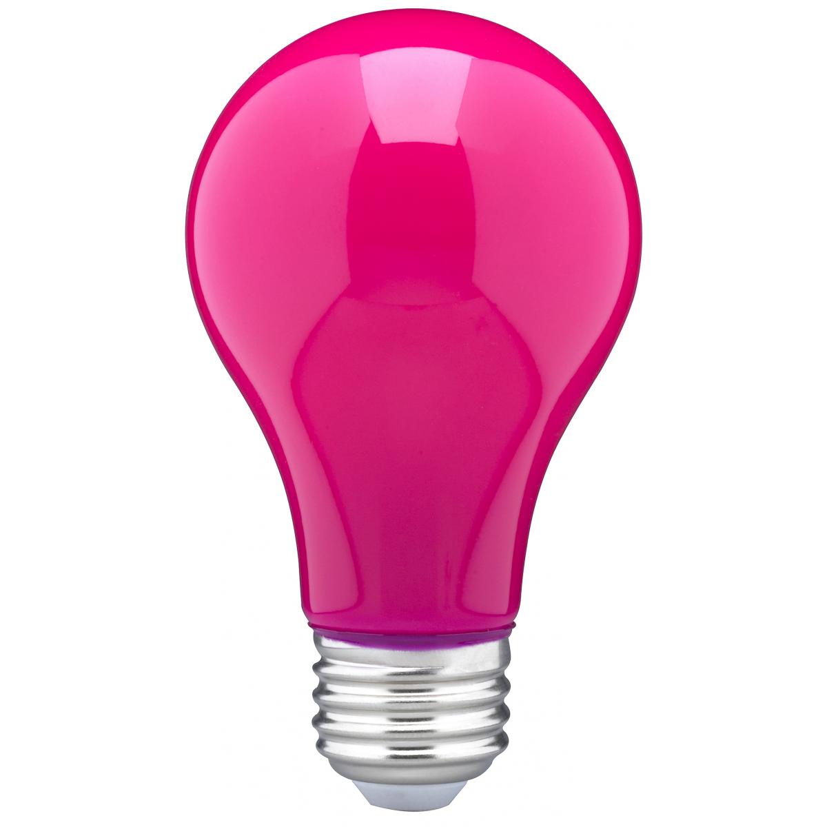 8 Watt A19 LED - Ceramic Pink - Medium base - 360 deg. Beam Angle - 120 Volt
