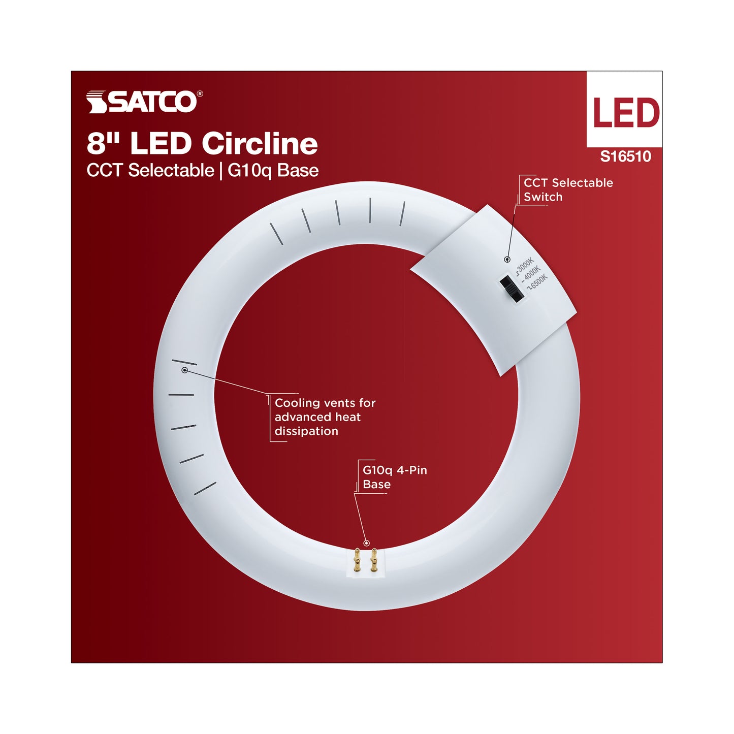 image of LED Circline - 11 Watt - T9 - 3000K/4000K/6500K CCT Selectable - G10q Base - 120-277 Volt