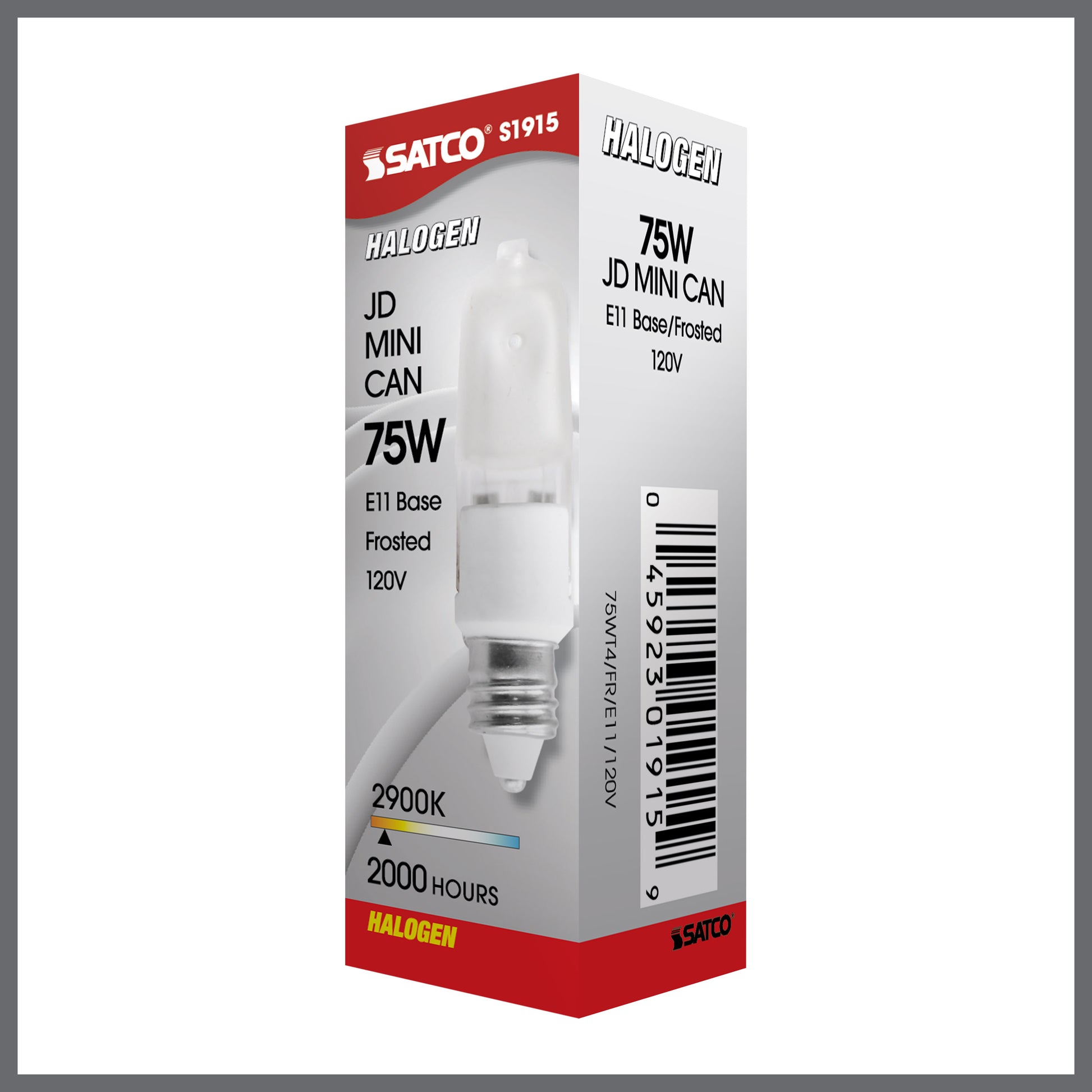 image of 75 Watt - Halogen - T4 - Frosted - 2000 Average rated hours - 1125 Lumens - Mini Candelabra base - 120 Volt