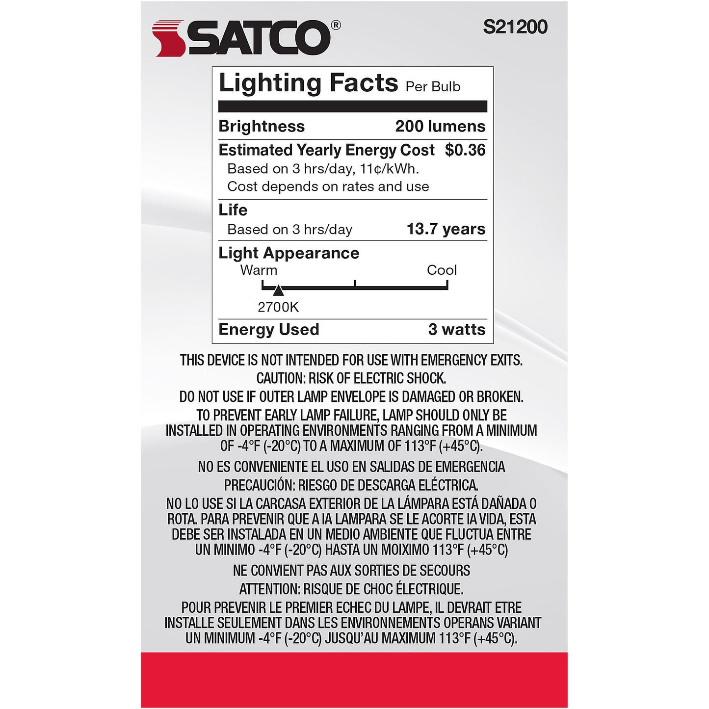 image of 3 Watt G16.5 LED - Clear - Candelabra base - 90 CRI - 2700K - 120 Volt