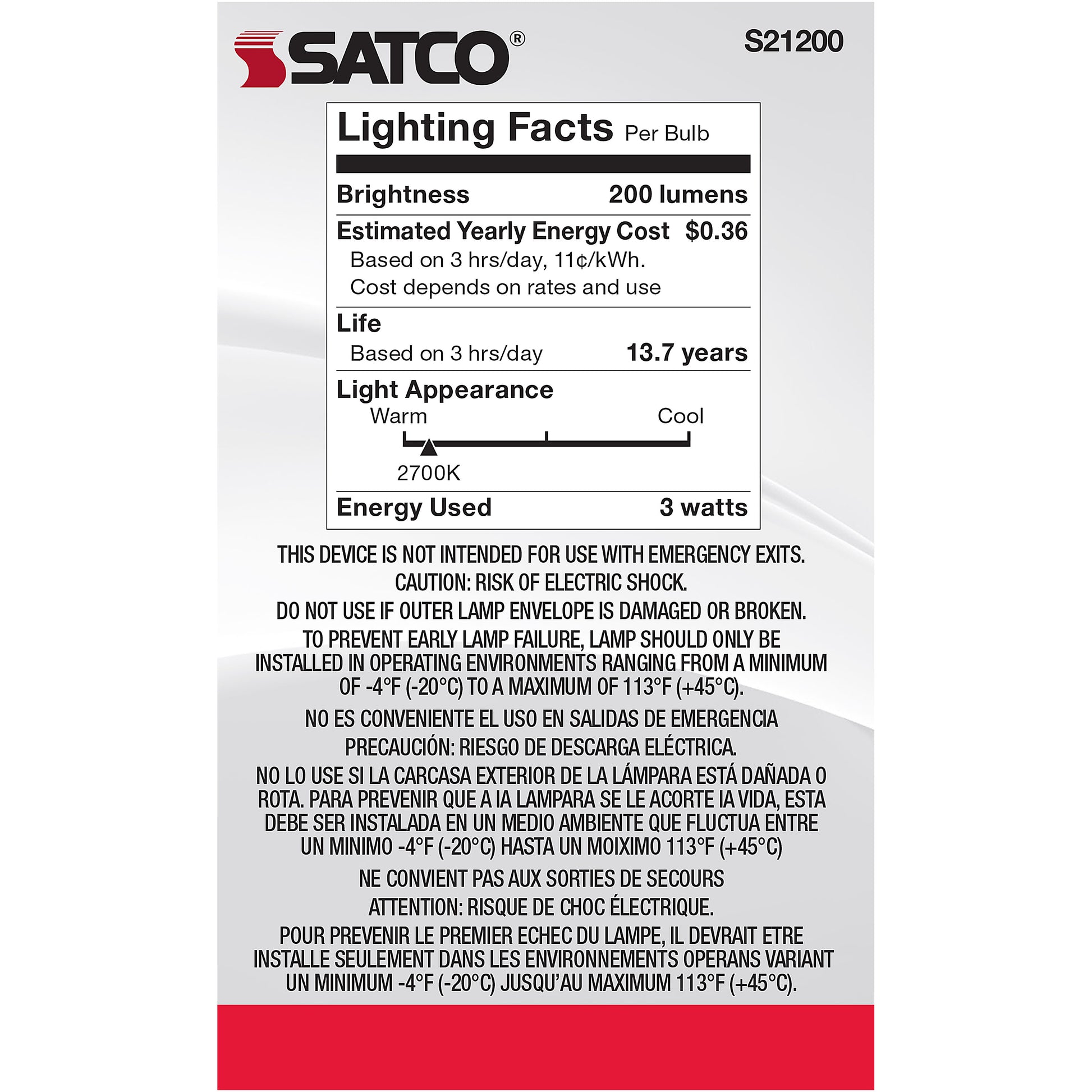 image of 3 Watt G16.5 LED - Clear - Candelabra base - 90 CRI - 2700K - 120 Volt