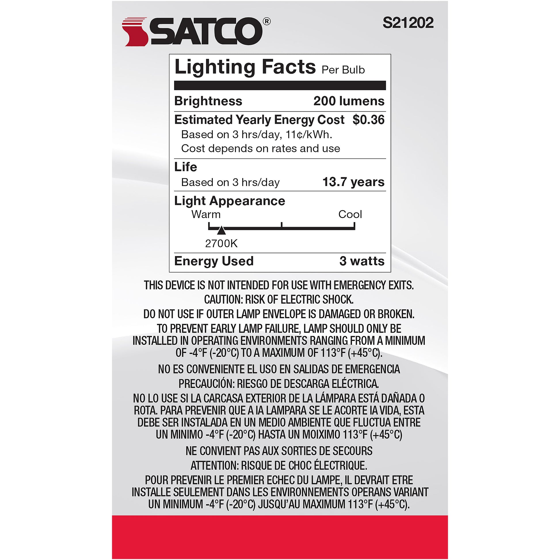 image of 3 Watt G16.5 LED - White - Candelabra base - 90 CRI - 2700K - 120 Volt