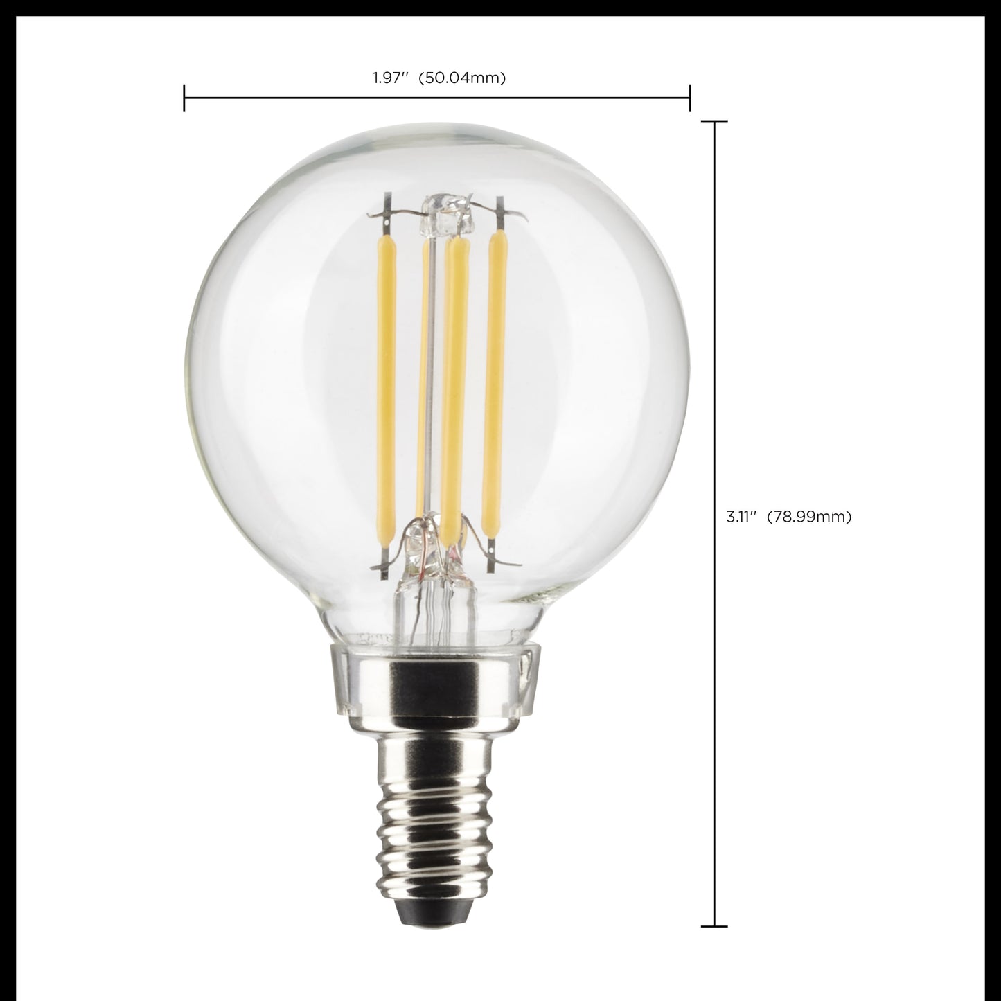 image of 4 Watt G16.5 LED - Clear - Candelabra base - 90 CRI - 2700K - 120 Volt