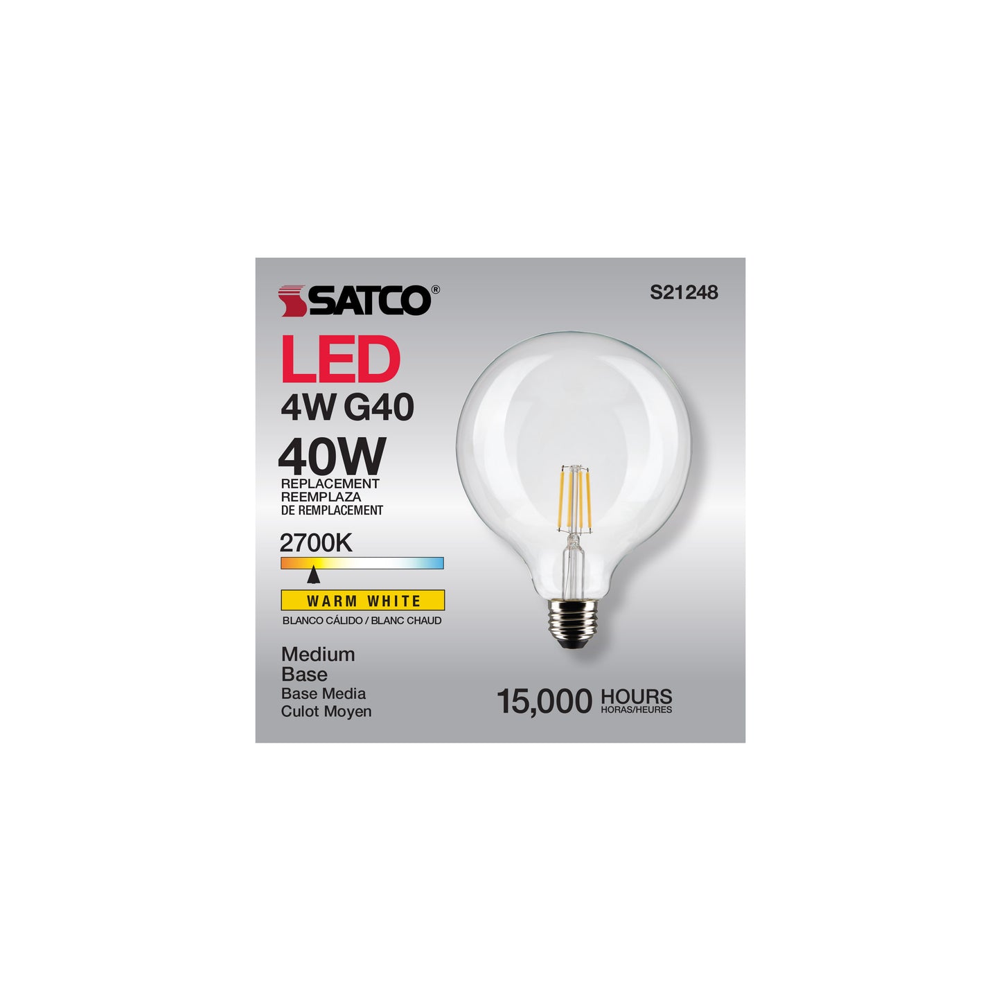 image of 4 Watt G40 LED - Clear - Medium base - 90 CRI - 2700K - 120 Volt