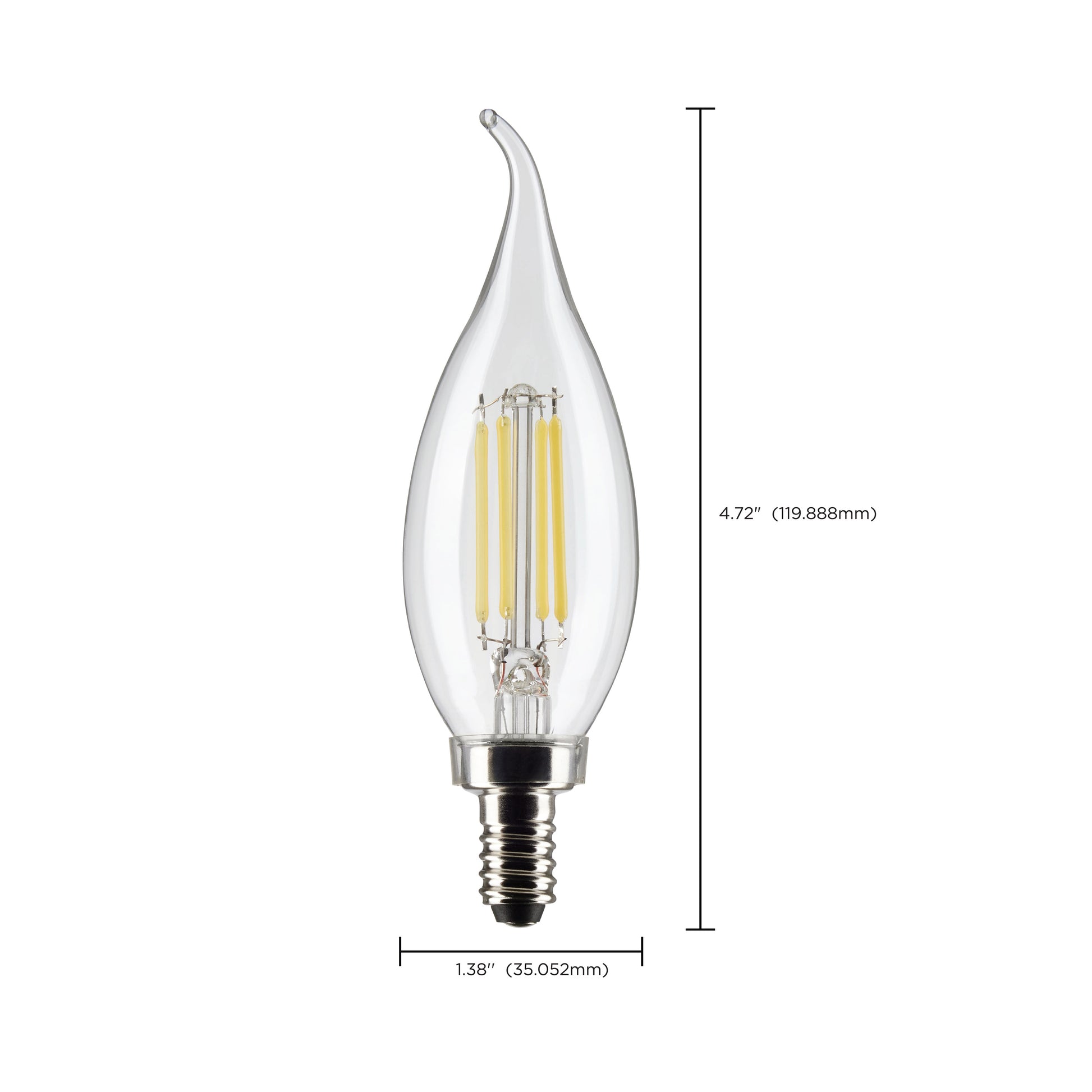 image of 4 Watt CA10 LED - Clear - Candelabra base - 90 CRI - 2700K - 120 Volt