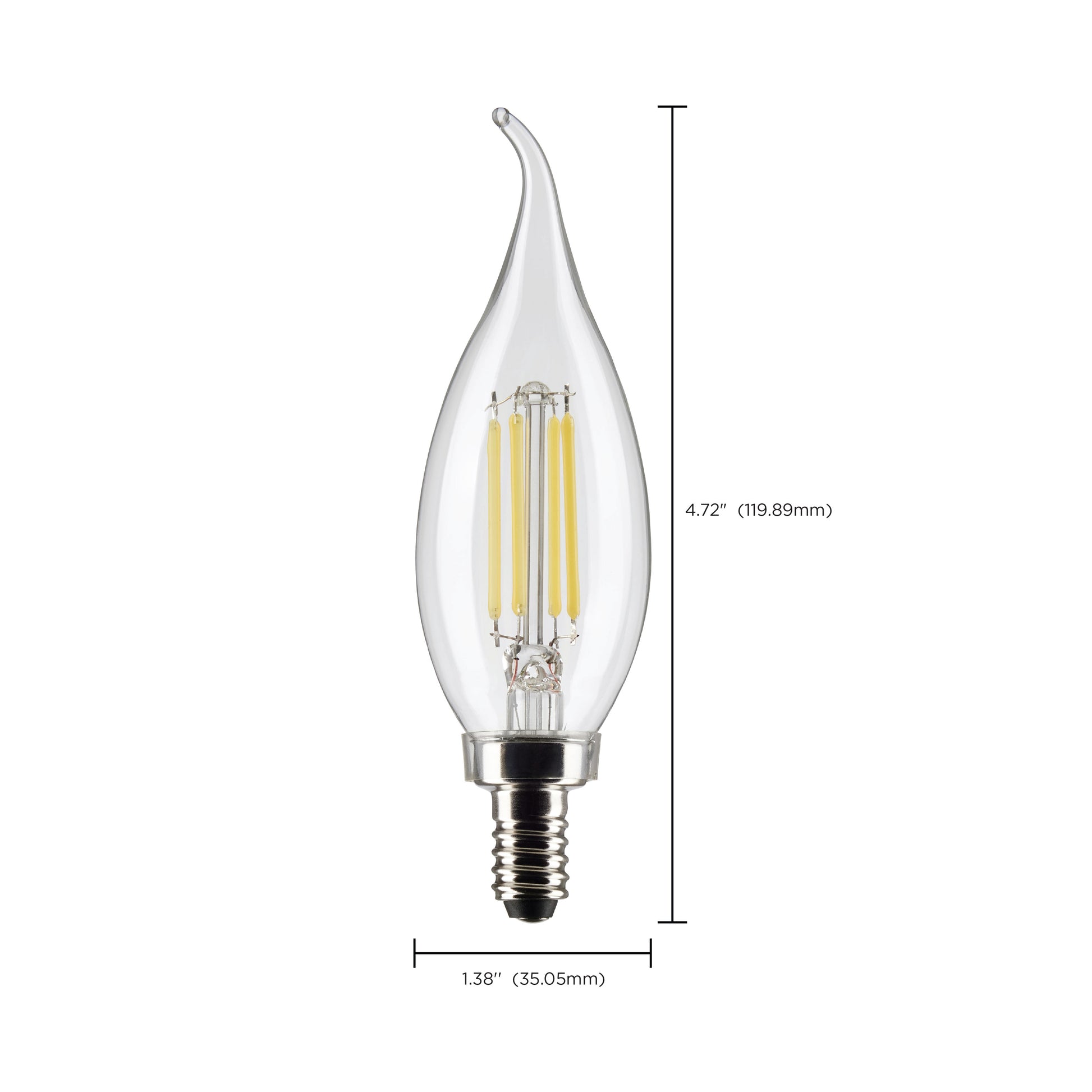 image of 5.5 Watt CA10 LED - Clear - Candelabra base - 90 CRI - 2700K - 120 Volt