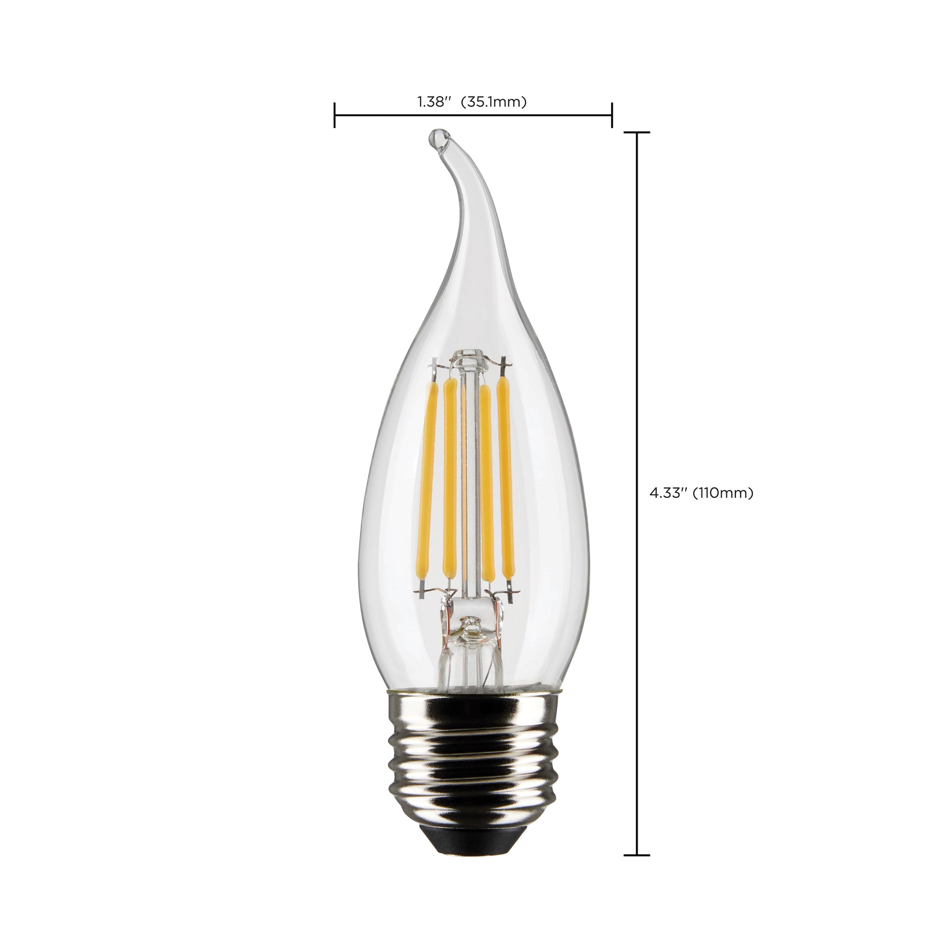 image of 4 Watt CA10 LED - Clear - Medium base - 90 CRI - 2700K - 120 Volt
