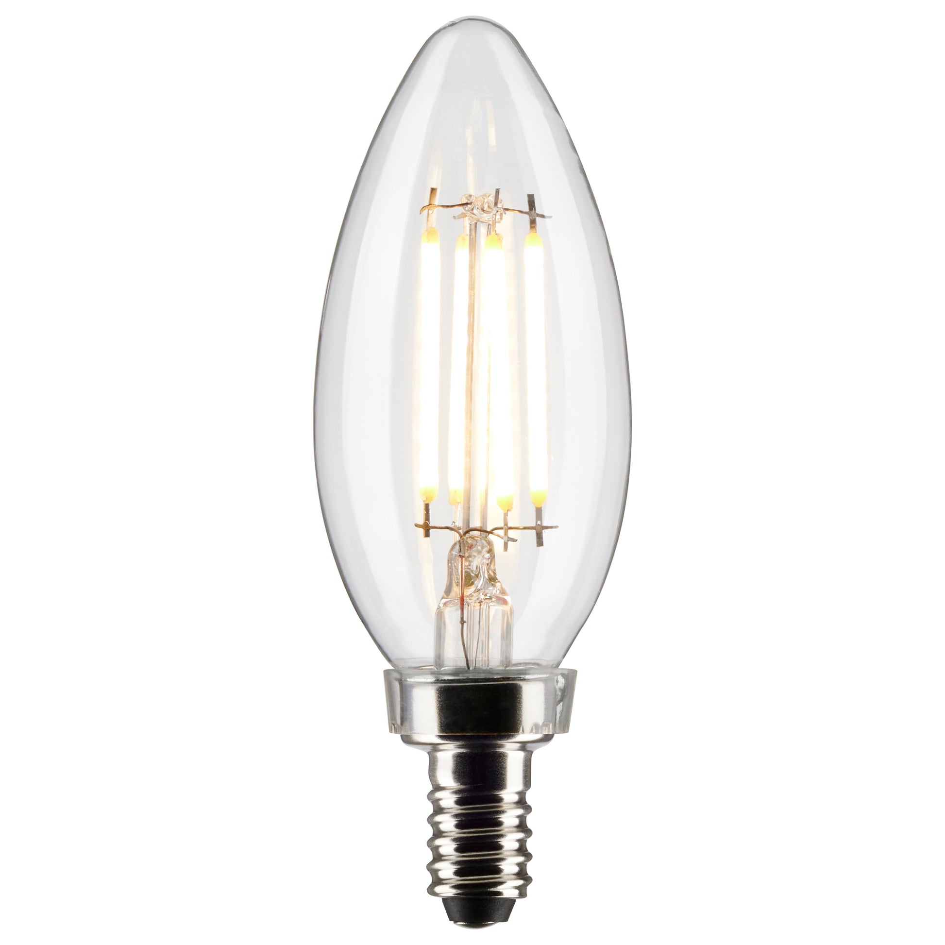 image of 4 Watt B11 LED - Clear - Candelabra base - 90 CRI - 2700K - 120 Volt - 3-Pack