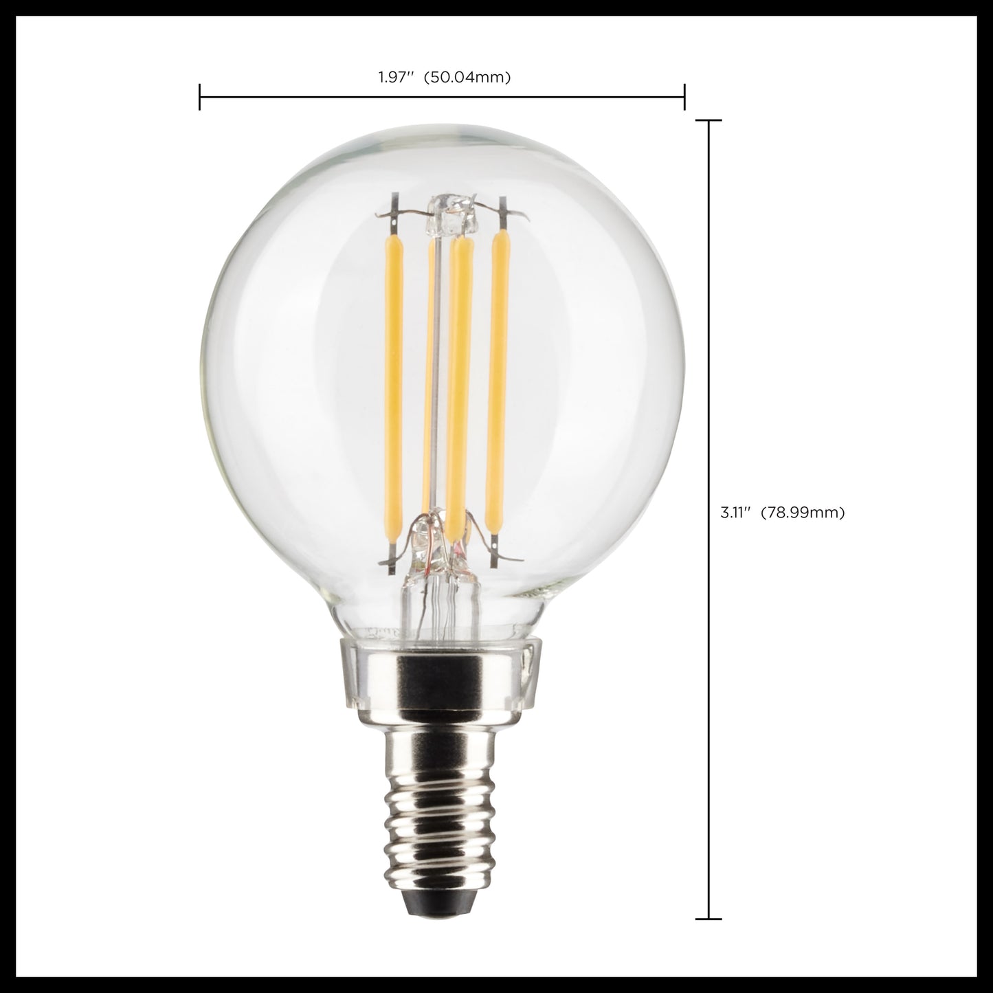 image of 4 Watt G16.5 LED - Clear - Candelabra Base - 2700K - 350 Lumens - 120 Volt - 2-Pack