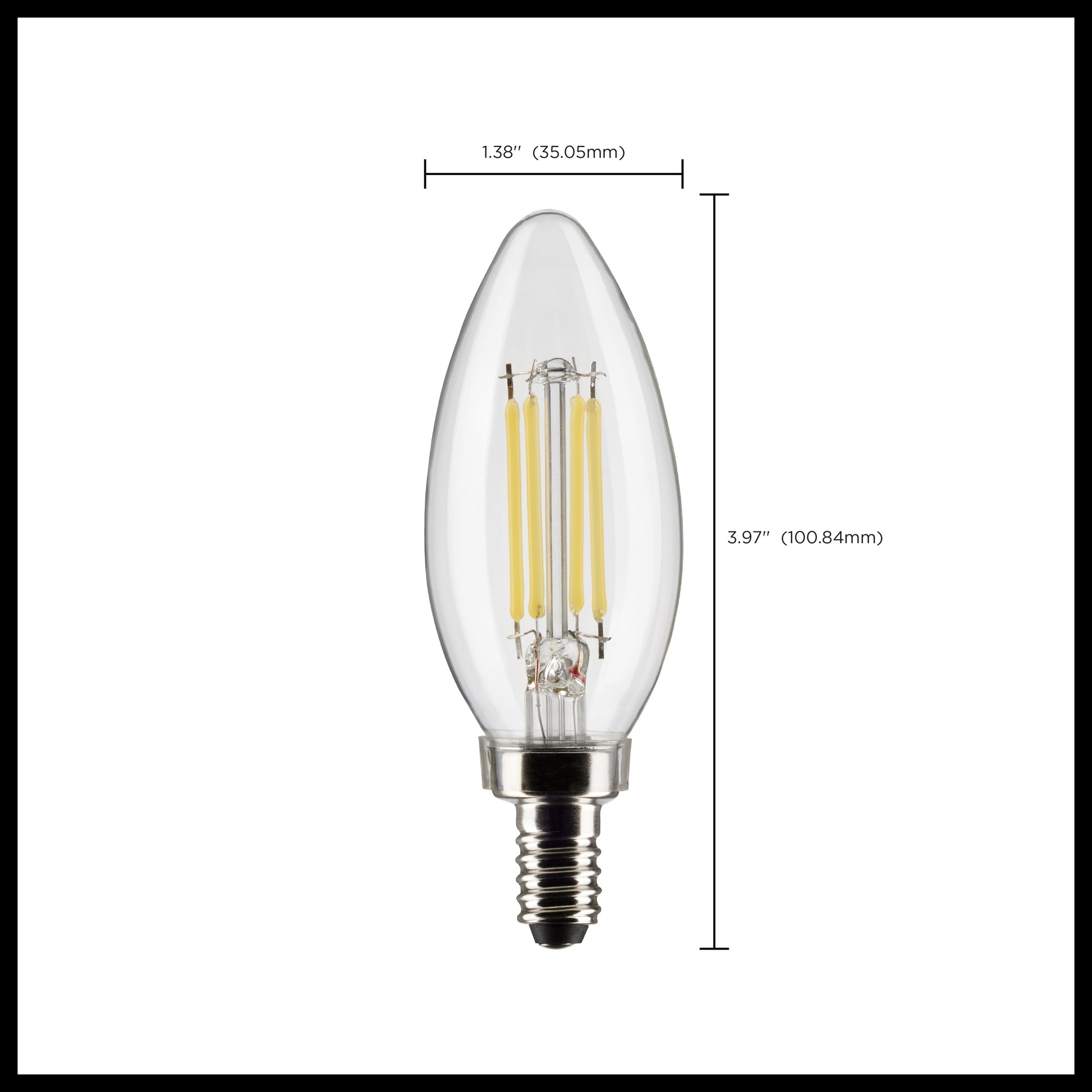 image of 5.5 Watt B11 LED - Clear - Candelabra Base - 2700K - 500 Lumens - 120 Volt - 2-Pack