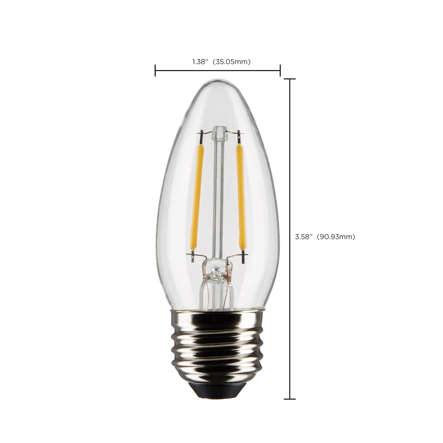 image of 3 Watt B11 LED - Clear - Medium Base - 2700K - 250 Lumens - 120 Volt - 2-Pack