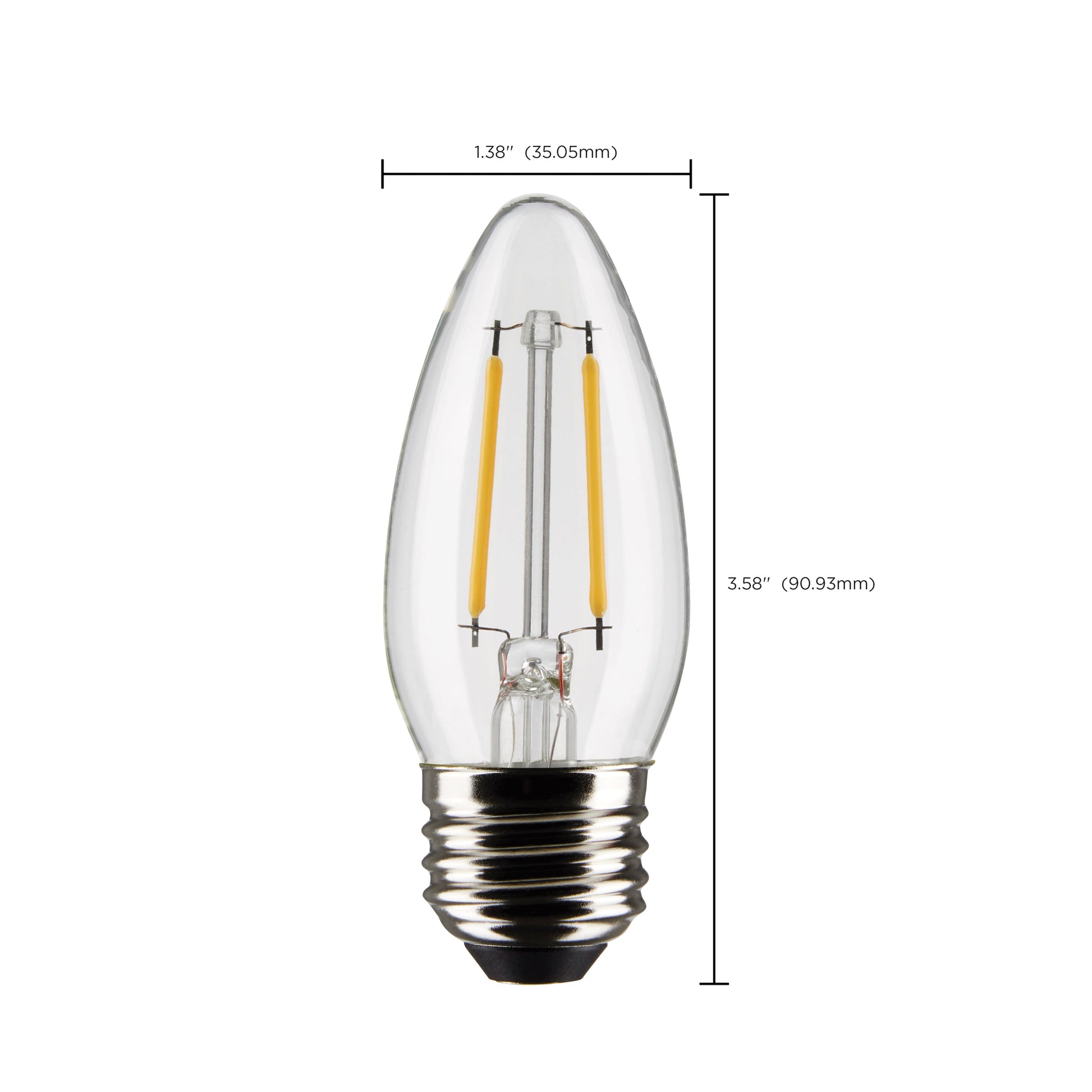 image of 3 Watt B11 LED - Clear - Medium Base - 2700K - 250 Lumens - 120 Volt - 2-Pack
