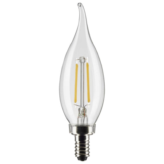 image of 3 Watt CA10 LED - Clear - Candelabra Base - 2700K - 200 Lumens - 120 Volt - 2-Pack