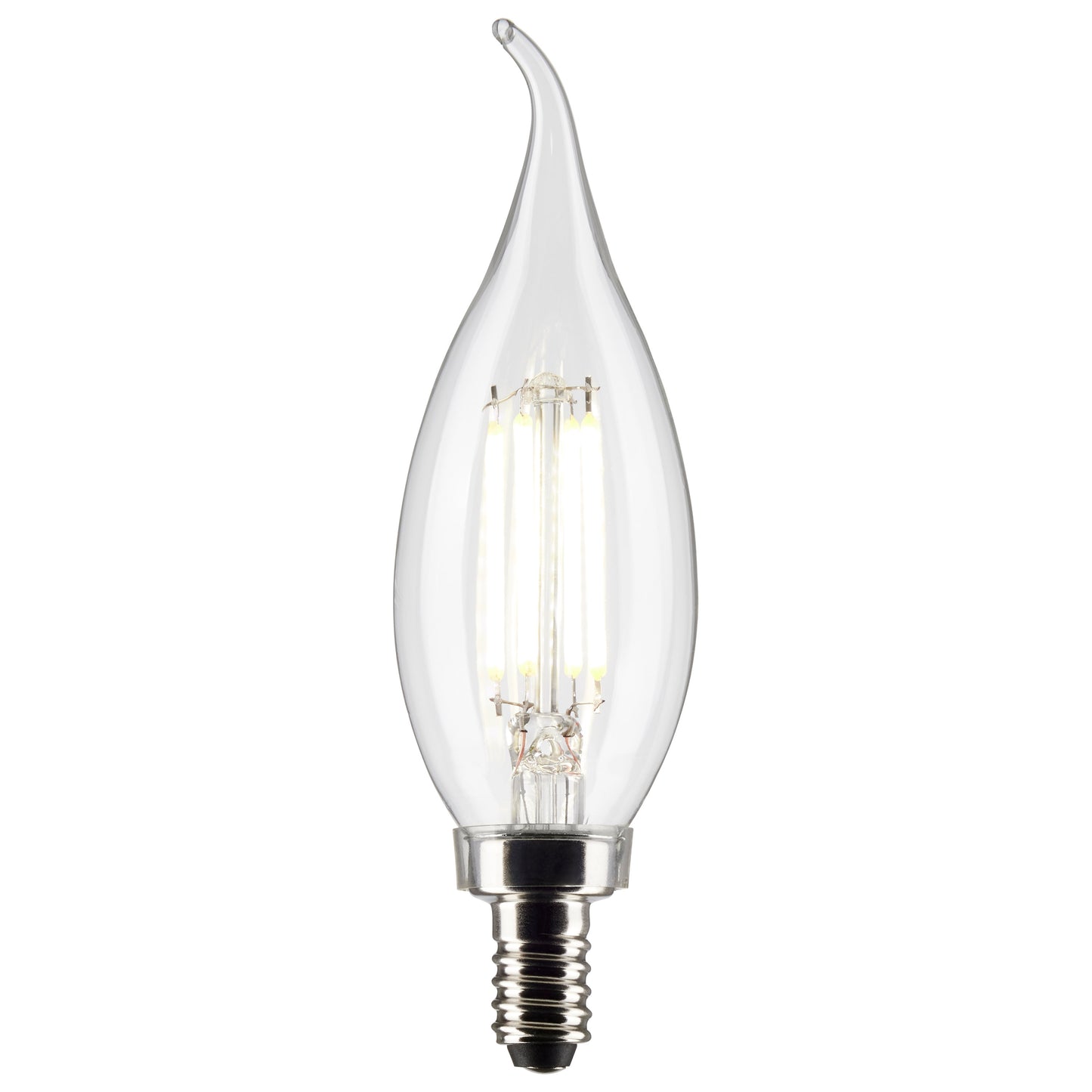 image of 4 Watt CA10 LED - Clear - Candelabra Base - 2700K - 350 Lumens - 120 Volt - 2-Pack