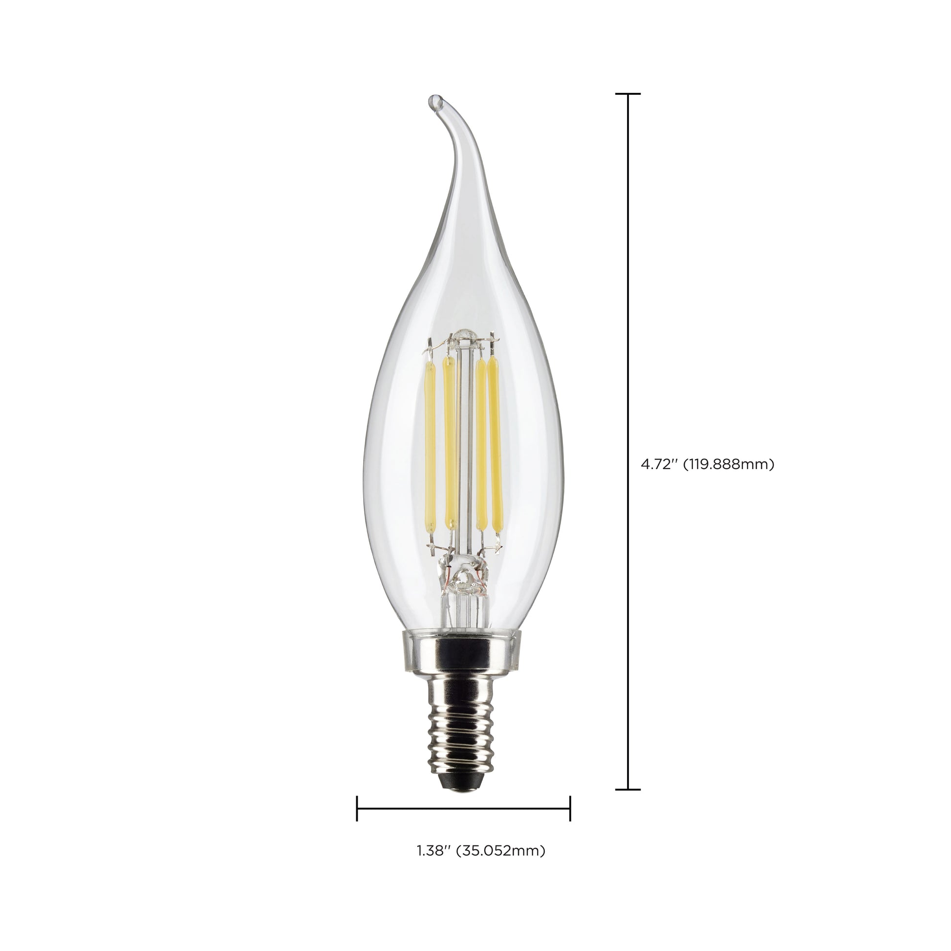 image of 5.5 Watt CA10 LED - Clear - Candelabra Base - 2700K - 500 Lumens - 120 Volt - 2-Pack