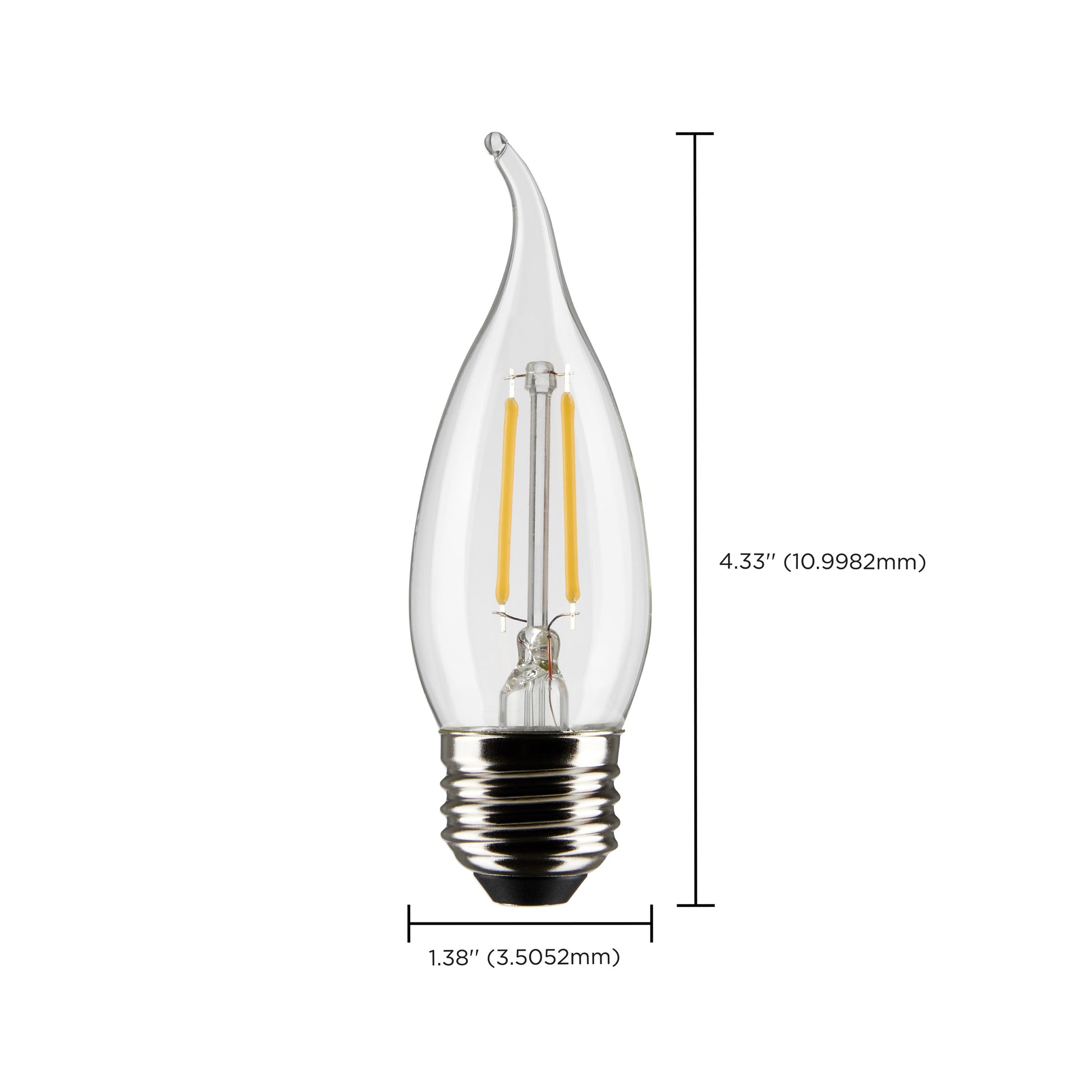 image of 3 Watt CA10 LED - Clear - Medium Base - 2700K - 250 Lumens - 120 Volt - 2-Pack