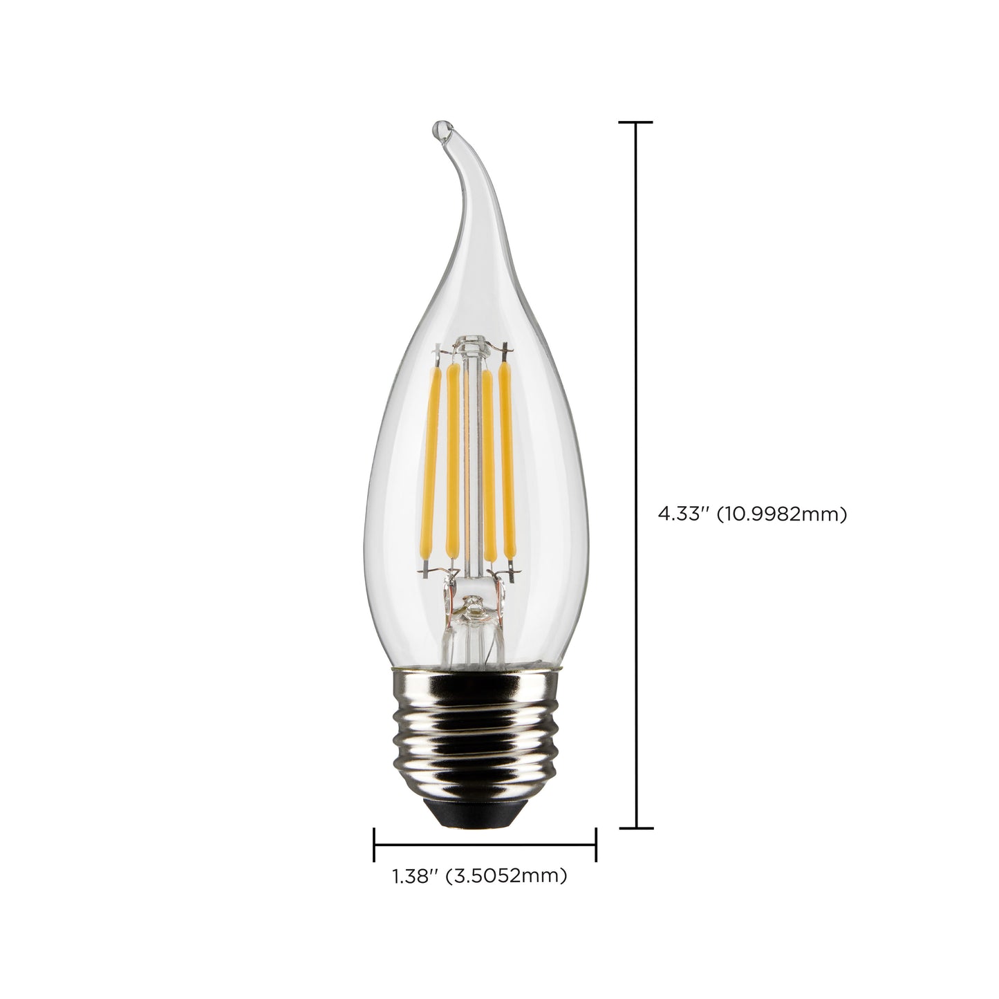 image of 5.5 Watt CA10 LED - Clear - Medium Base - 2700K - 500 Lumens - 120 Volt - 2-Card