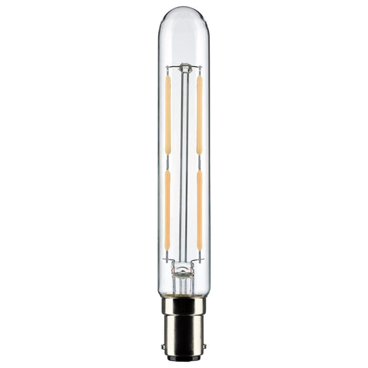 image of 4 Watt T6.5 LED - Clear - Bayonet Double Contact Base - 3000K - 400 Lumens - 120 Volt