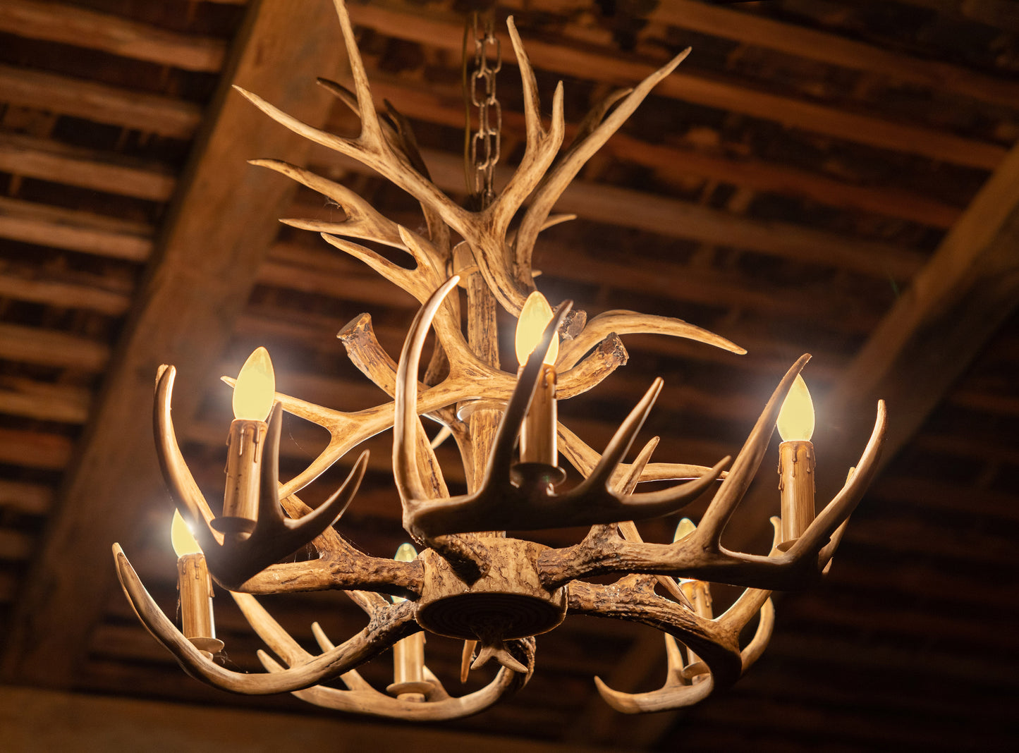 image of 2 Watt C11 LED - Satin Spun - Amber - Medium base - 2100K - 100 Lumens - 120 Volt - Carded