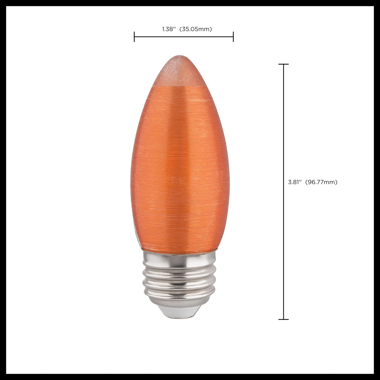 image of 2 Watt C11 LED - Satin Spun - Amber - Medium base - 2100K - 100 Lumens - 120 Volt - Carded