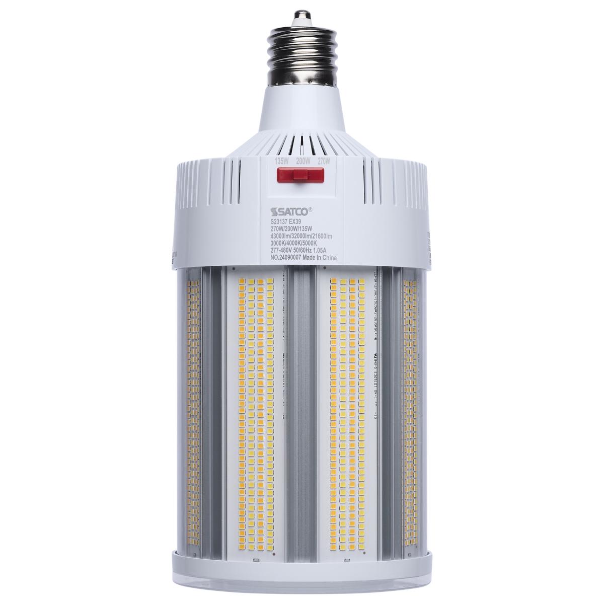 image of 270/200/135 Watt - 30K/40K/50K CCT - Field Selectable LED - Corncob - Mogul Extended Base - 277-480 Ranged Voltage - 600 Watt HID Replacement