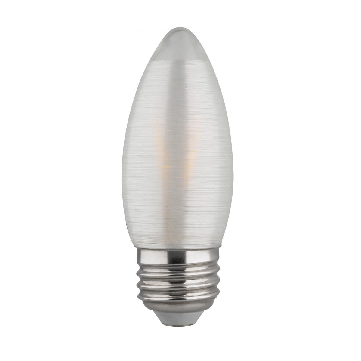 image of 2 Watt C11 LED - Satin Spun - Clear - Medium base - 2700K - 120 Lumens - 120 Volt
