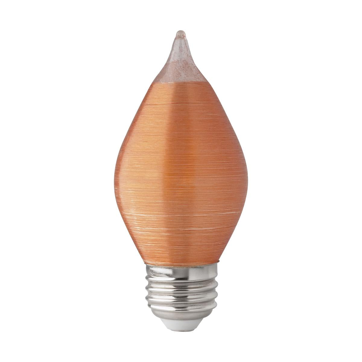 image of 4 Watt C15 LED - Satin Spun - Amber - Medium base - 2100K - 240 Lumens - 120 Volt