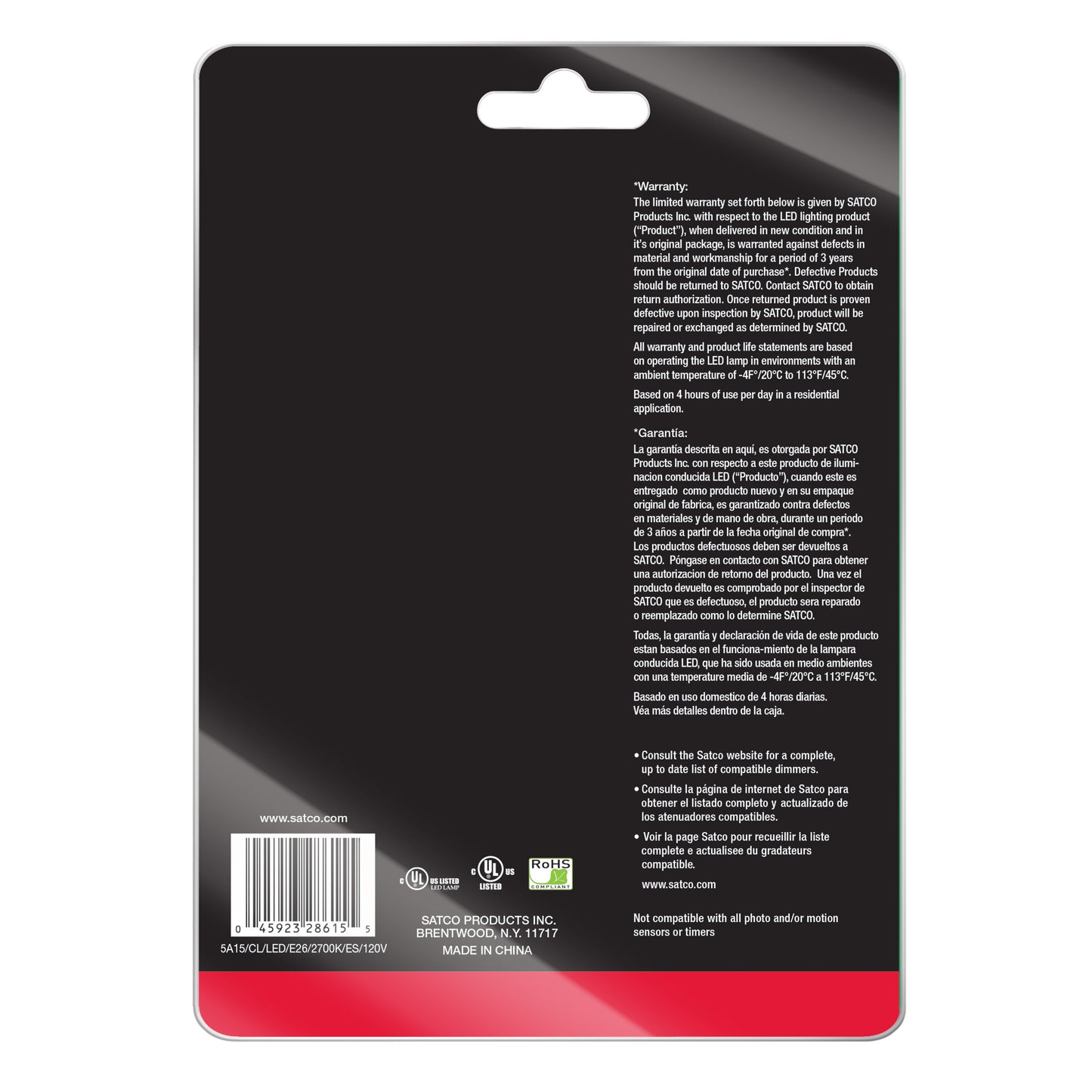 image of 5 Watt A15 LED - Clear - Medium base - 2700K - 120 Volt - Carded