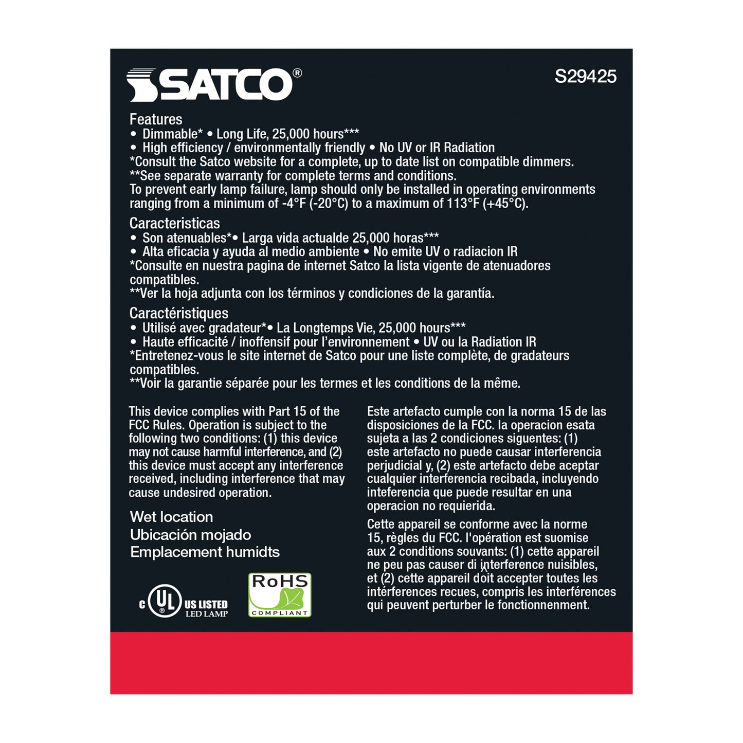 image of 12.5 Watt - PAR30LN LED - 2700K - 25 deg. Beam Angle - Medium base - 120 Volt