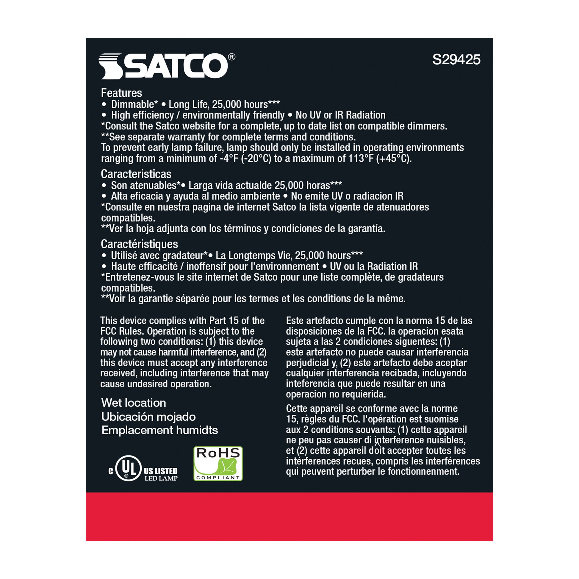 image of 12.5 Watt - PAR30LN LED - 2700K - 25 deg. Beam Angle - Medium base - 120 Volt