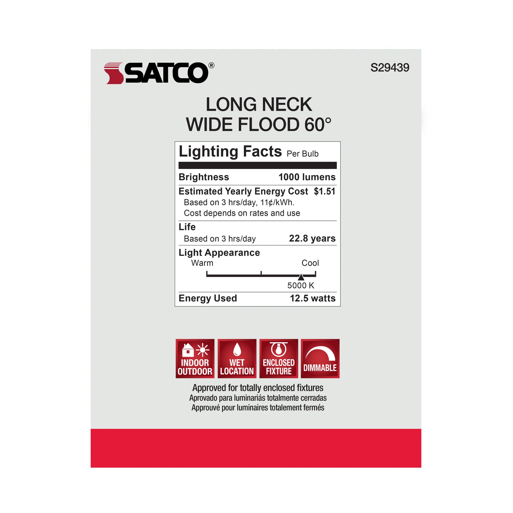 image of 12.5 Watt - PAR30LN LED - 2700K - 60 deg. Beam Angle - Medium base - 120 Volt