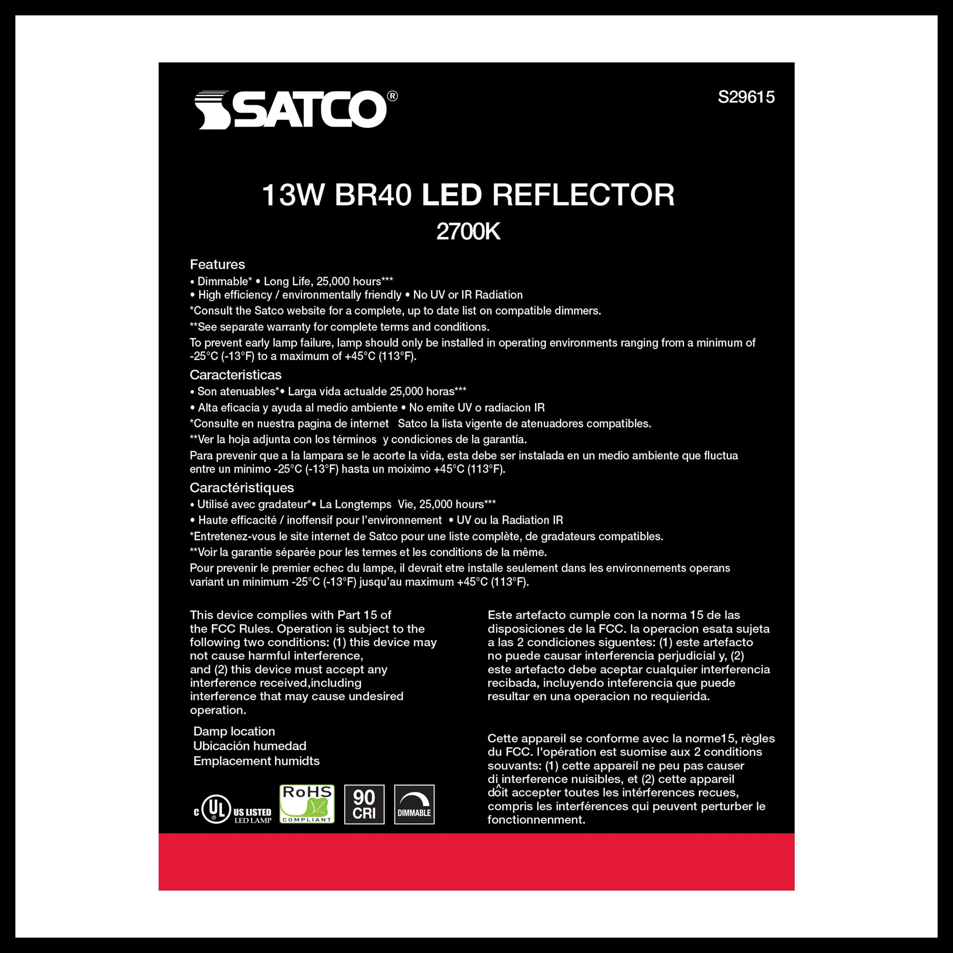 image of 13 Watt - BR40 LED - 2700K - Medium base - 120 Volt