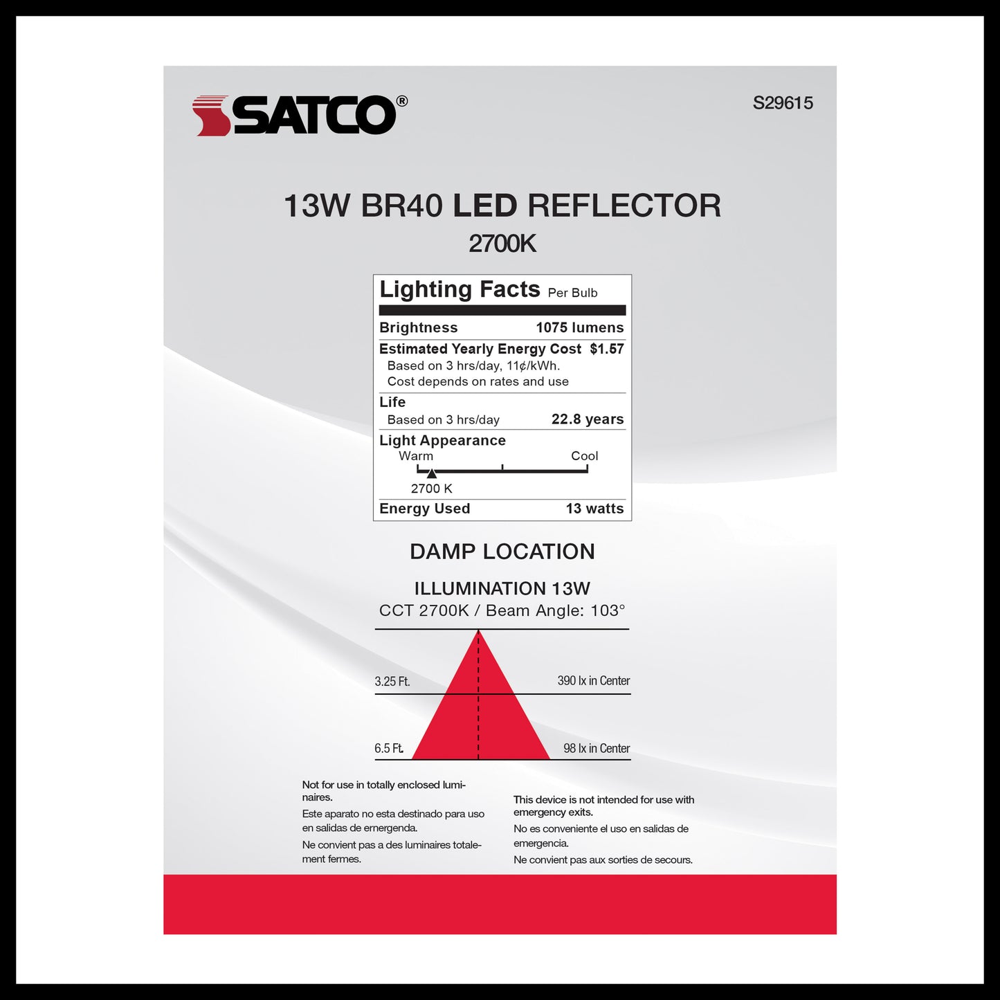 image of 13 Watt - BR40 LED - 2700K - Medium base - 120 Volt