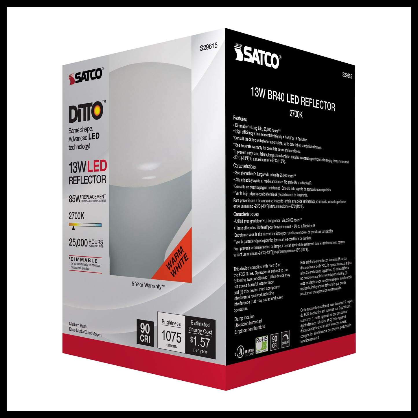 image of 13 Watt - BR40 LED - 2700K - Medium base - 120 Volt