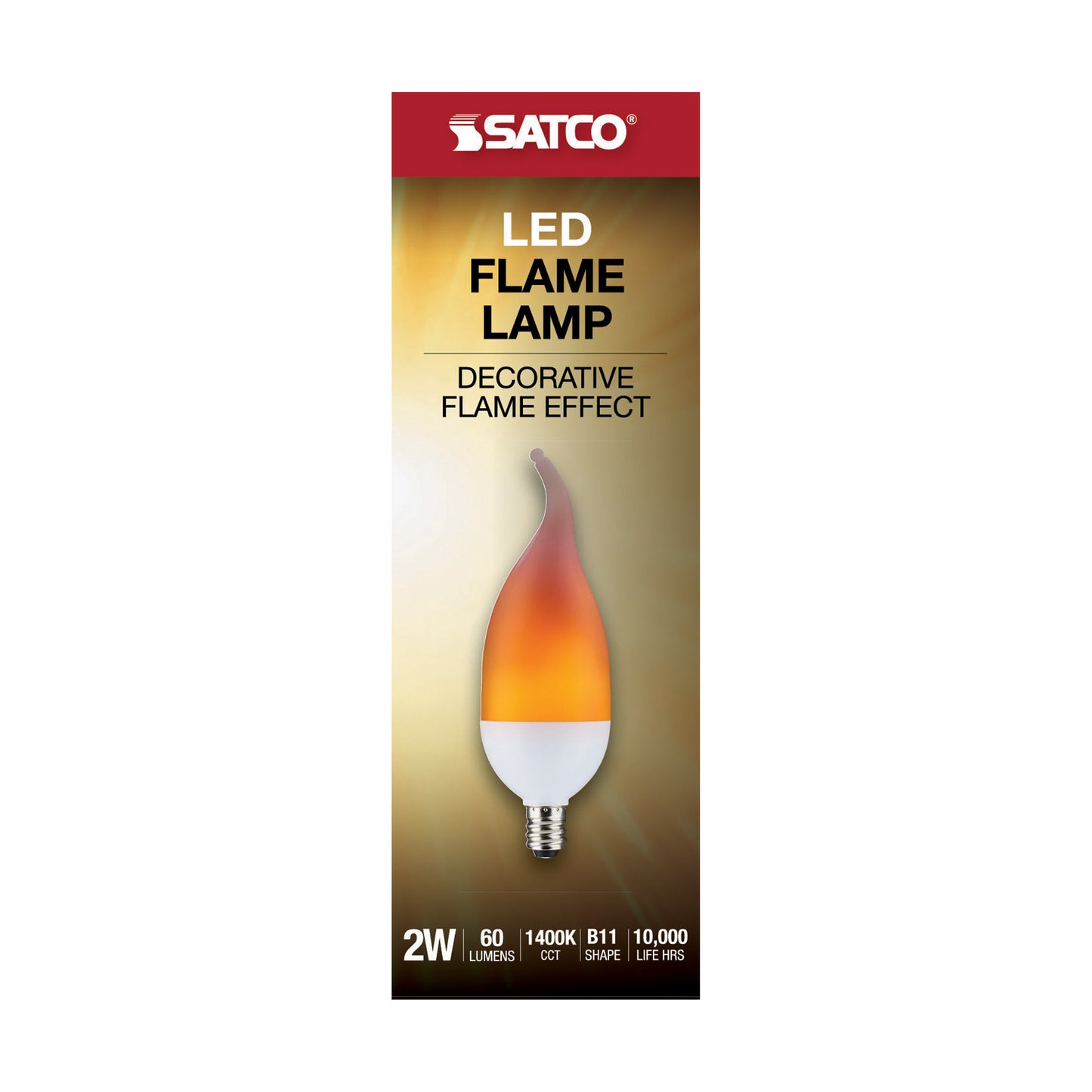 image of 2 Watt LED Flame Bulb - B11 - Candelabra base - 120 Volt