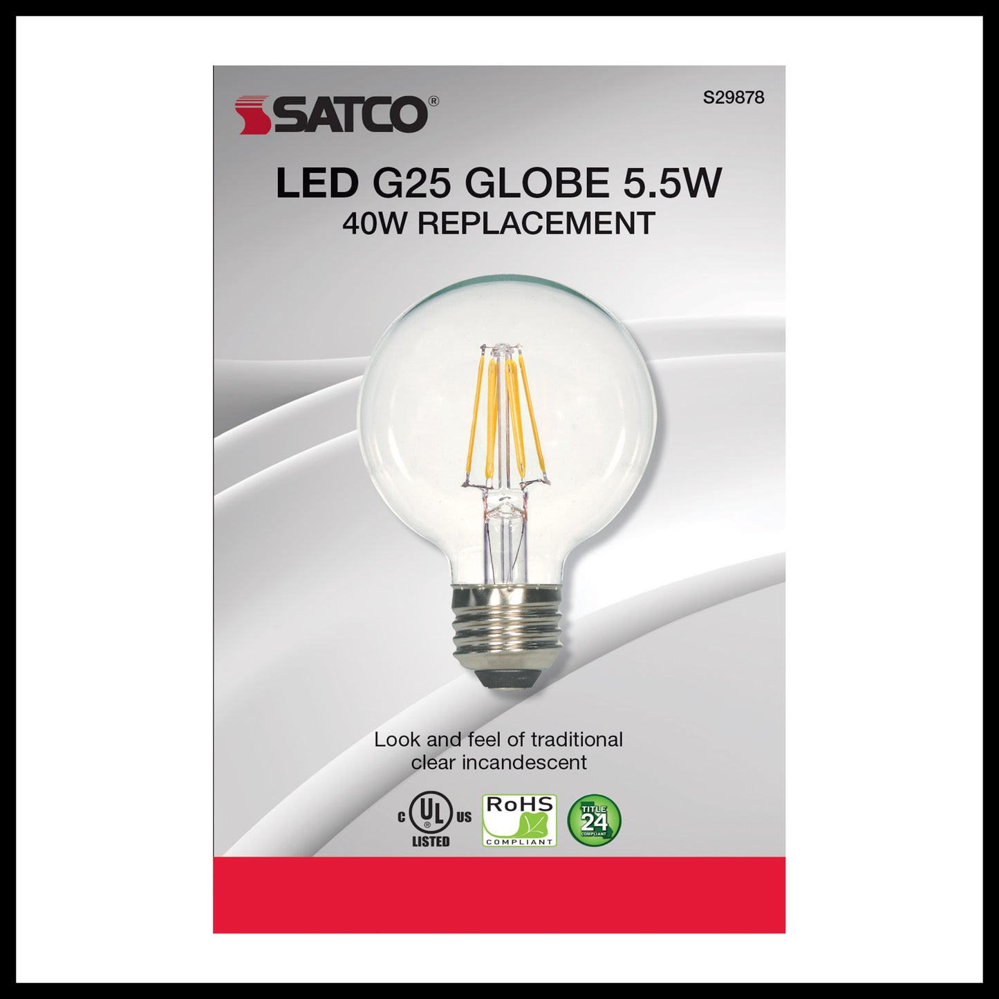 image of 5.5 Watt G25 LED - Clear - Medium base - 2700K - 500 Lumens - 120 Volt