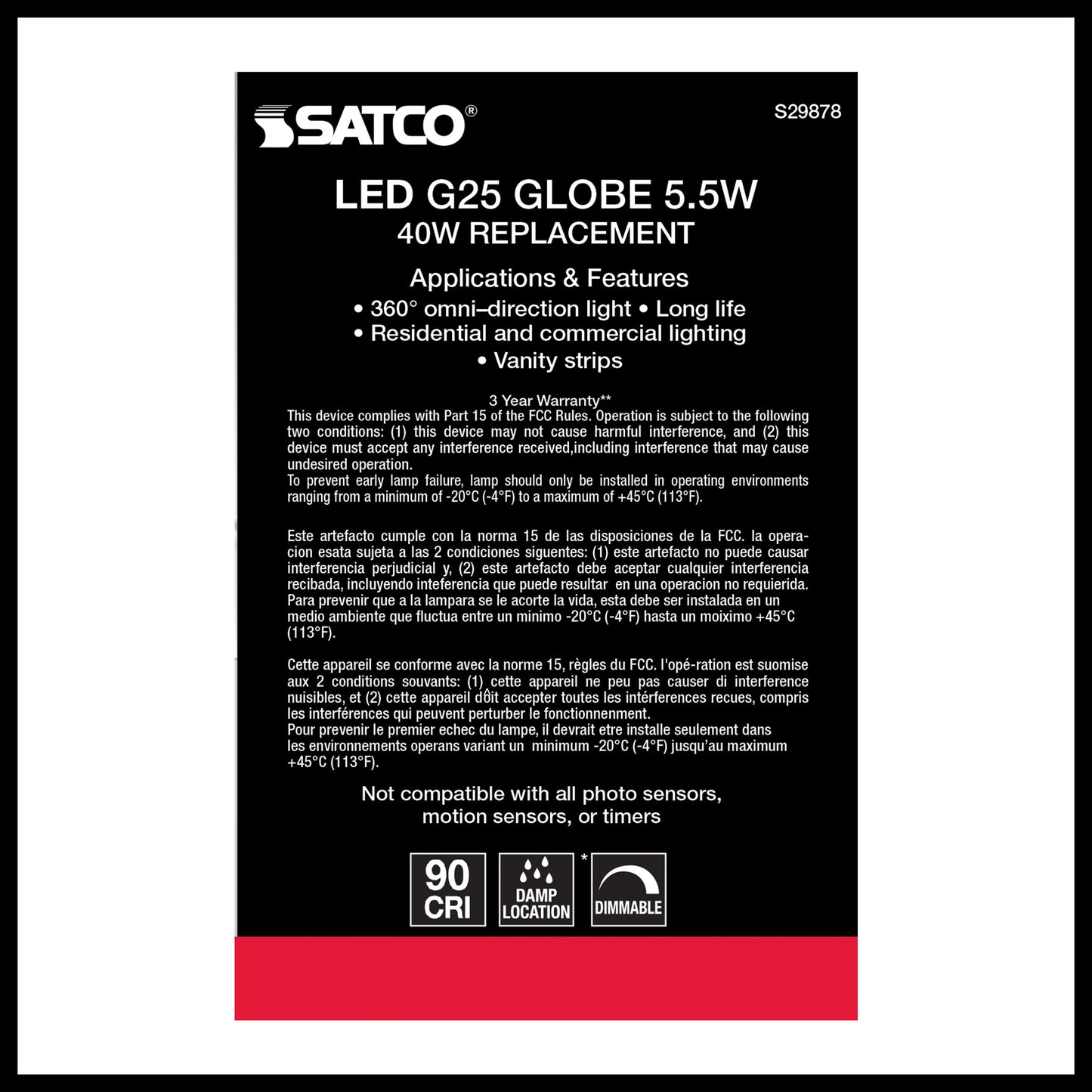 image of 5.5 Watt G25 LED - Clear - Medium base - 2700K - 500 Lumens - 120 Volt
