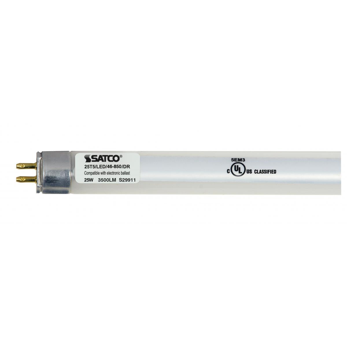 25 Watt T5 LED - Miniature bi-pin base - 5000K - 50000 Average rated hours - 3500 Lumens - Type A - Ballast dependent - Shatter Proof