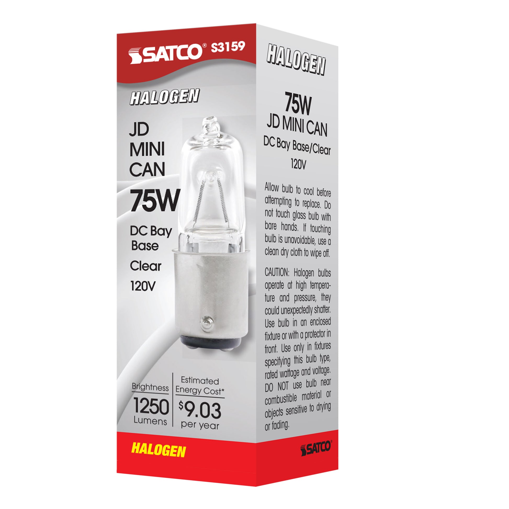 image of 75 Watt - Halogen - T4 - Clear - 2000 Average rated hours - 1250 Lumens - DC Bay base - 120 Volt