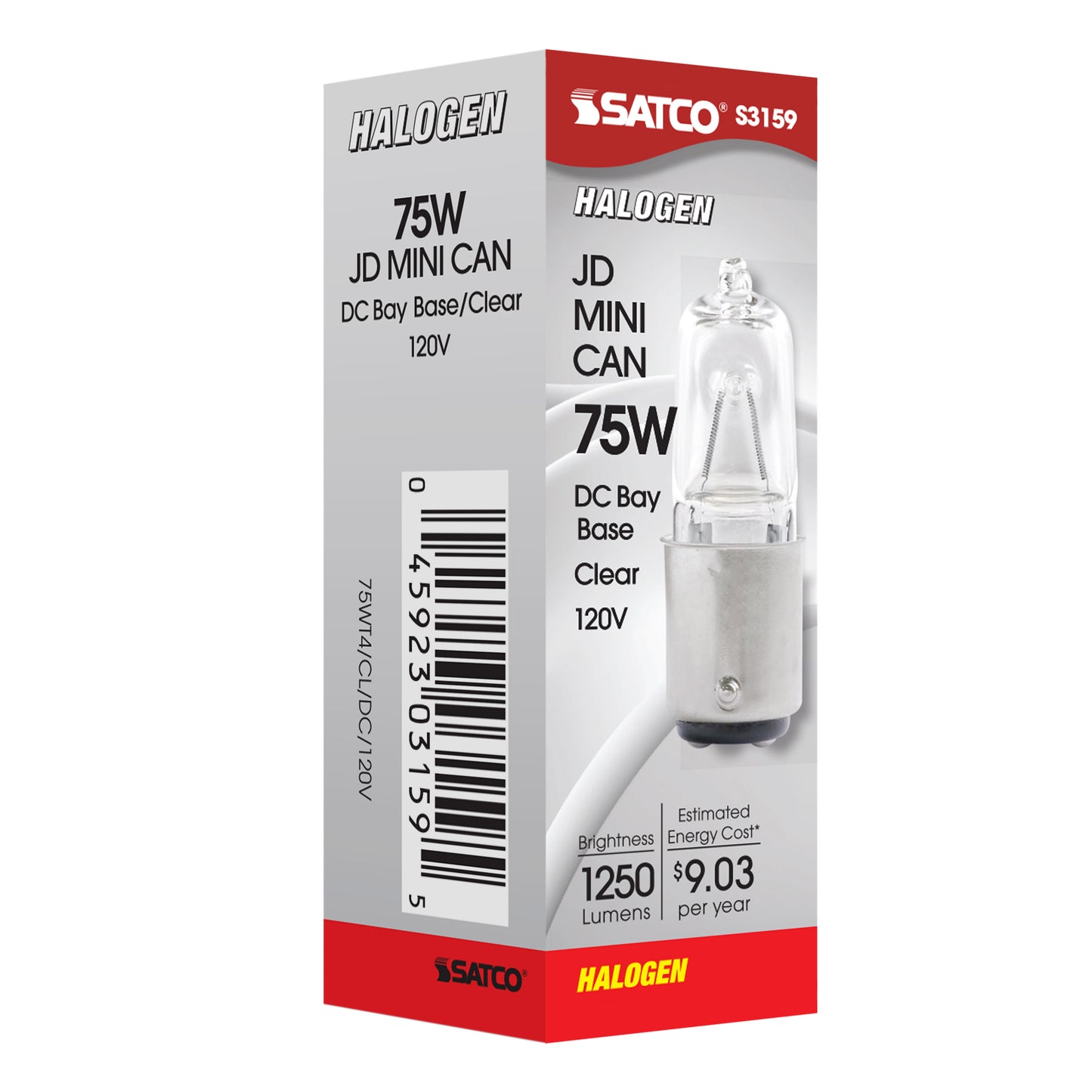 image of 75 Watt - Halogen - T4 - Clear - 2000 Average rated hours - 1250 Lumens - DC Bay base - 120 Volt