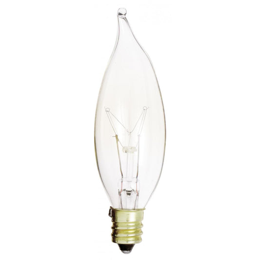 image of 15 Watt CA8 Incandescent - Clear - 1500 Average rated hours - 100 Lumens - Candelabra base - 120 Volt