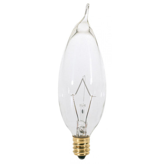image of 25 Watt CA8 Incandescent - Clear - 1500 Average rated hours - 210 Lumens - Candelabra base - 120 Volt