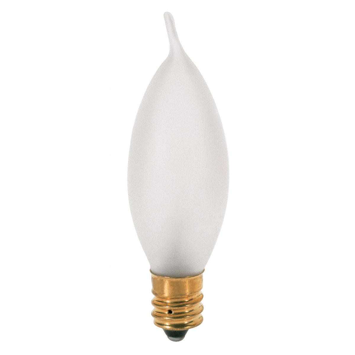 10 Watt CA7 Incandescent - Frost - 1500 Average rated hours - 70 Lumens - Candelabra base - 120 Volt