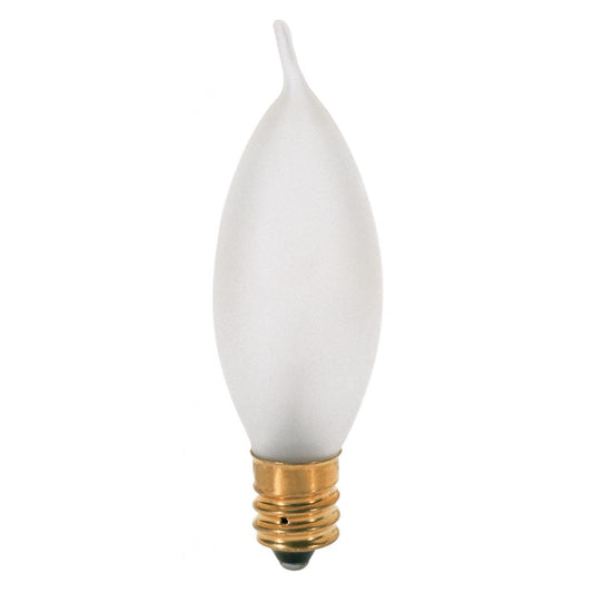 10 Watt CA7 Incandescent - Frost - 1500 Average rated hours - 70 Lumens - Candelabra base - 120 Volt