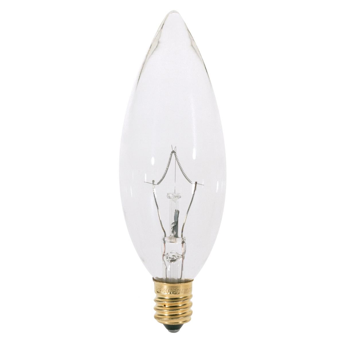 image of 25 Watt BA9 1/2 Incandescent - Clear - 1500 Average rated hours - 212 Lumens - Candelabra base - 120 Volt